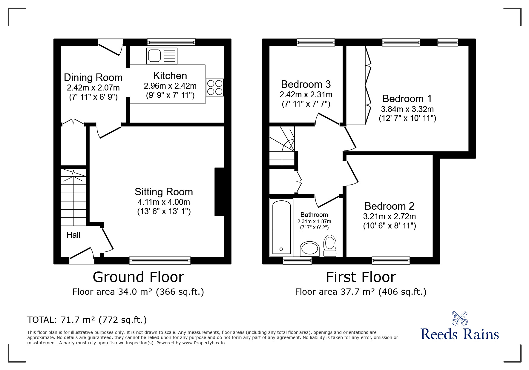 Floorplan of 3 bedroom Mid Terrace House to rent, Herries Road, Sheffield, South Yorkshire, S5