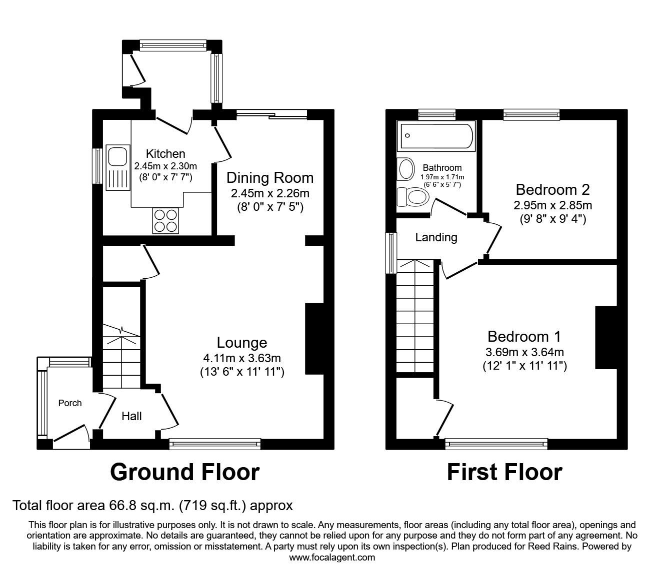 Floorplan of 2 bedroom Semi Detached House for sale, Browning Close, Sheffield, South Yorkshire, S6