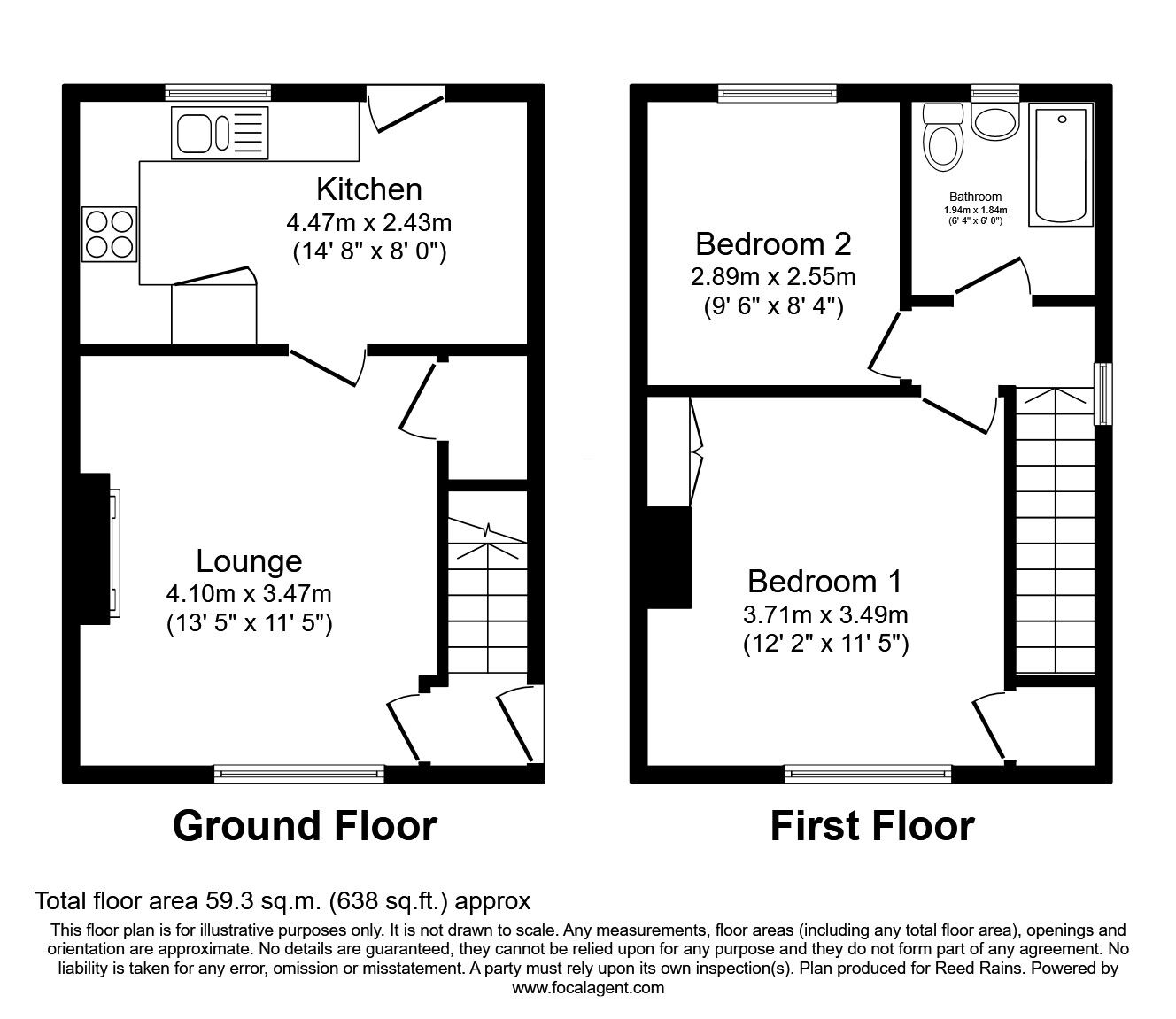 Floorplan of 2 bedroom End Terrace House for sale, Kyle Crescent, Sheffield, South Yorkshire, S5