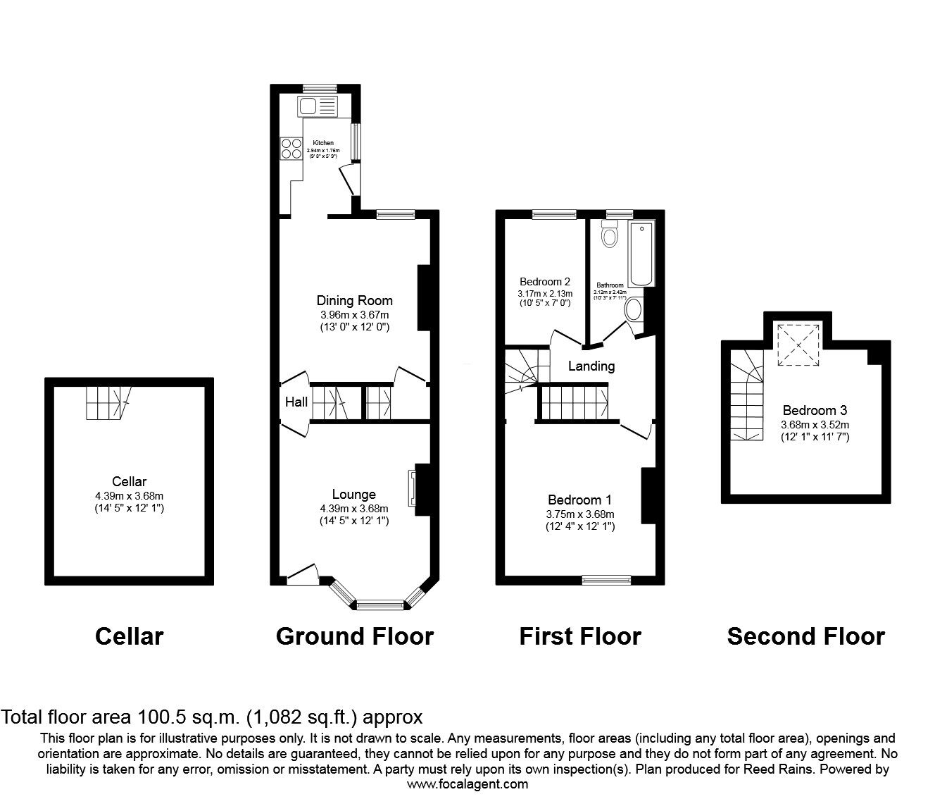 Floorplan of 3 bedroom Mid Terrace House for sale, Eskdale Road, Sheffield, South Yorkshire, S6