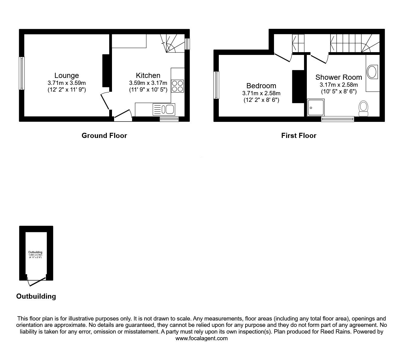Floorplan of 1 bedroom Mid Terrace Property for sale, Fairbarn Road, Sheffield, South Yorkshire, S6