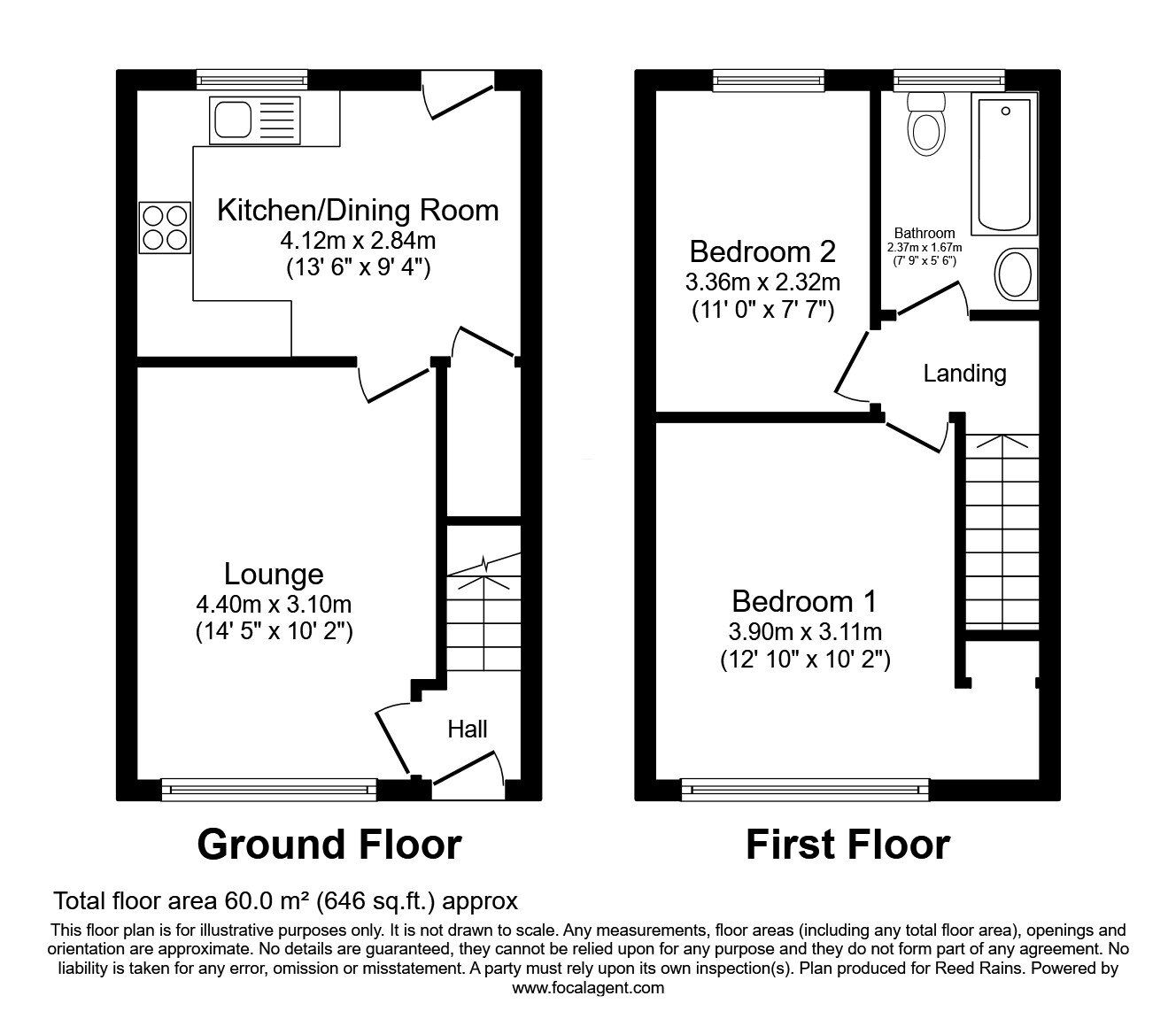 Floorplan of 2 bedroom Mid Terrace House to rent, Beacon Way, Sheffield, South Yorkshire, S9
