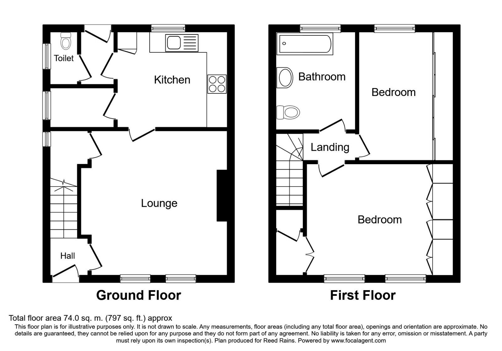 Floorplan of 2 bedroom Semi Detached House for sale, Southey Crescent, Sheffield, South Yorkshire, S5