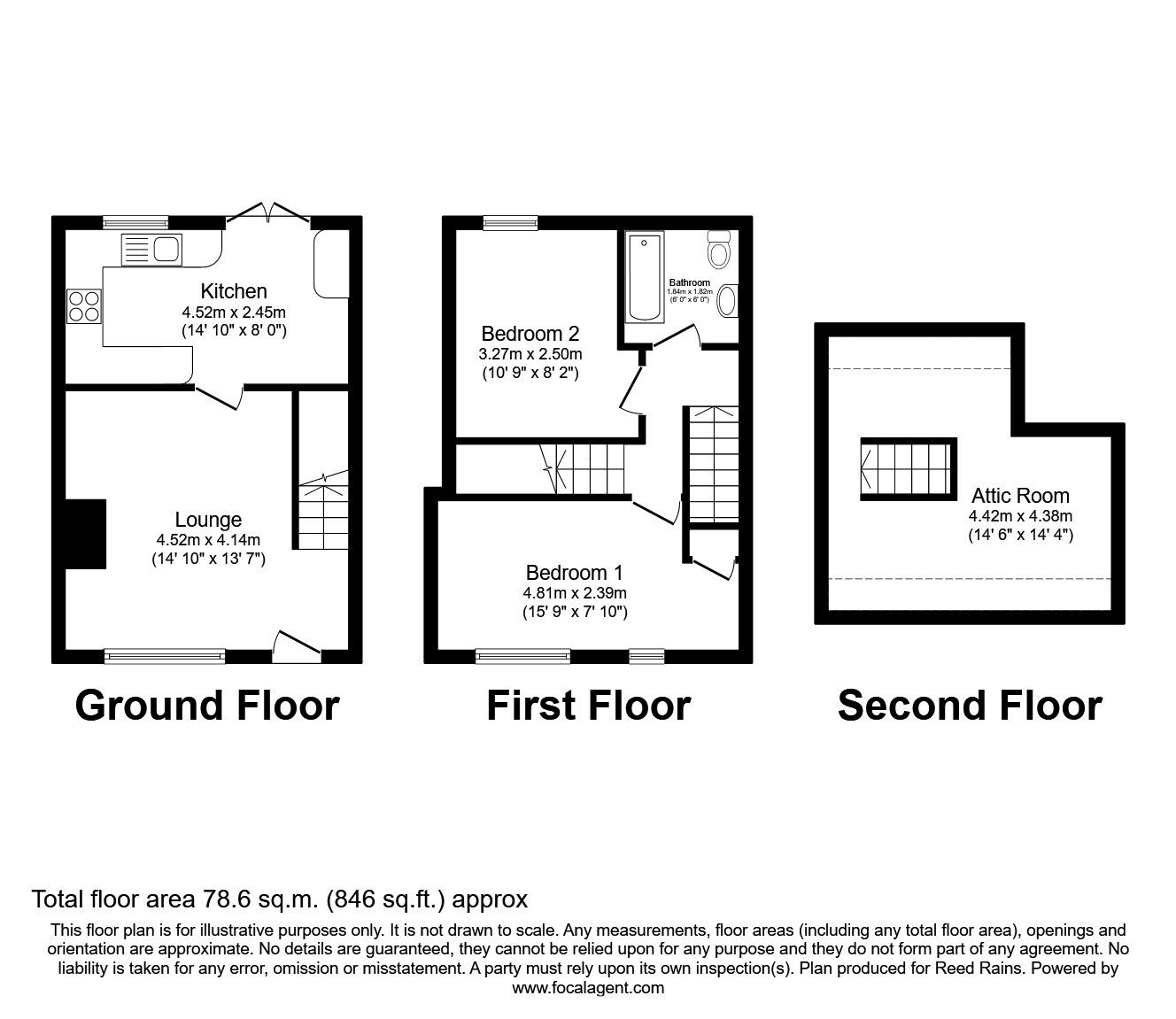 Floorplan of 2 bedroom Mid Terrace House for sale, Oaks Fold Road, Sheffield, South Yorkshire, S5