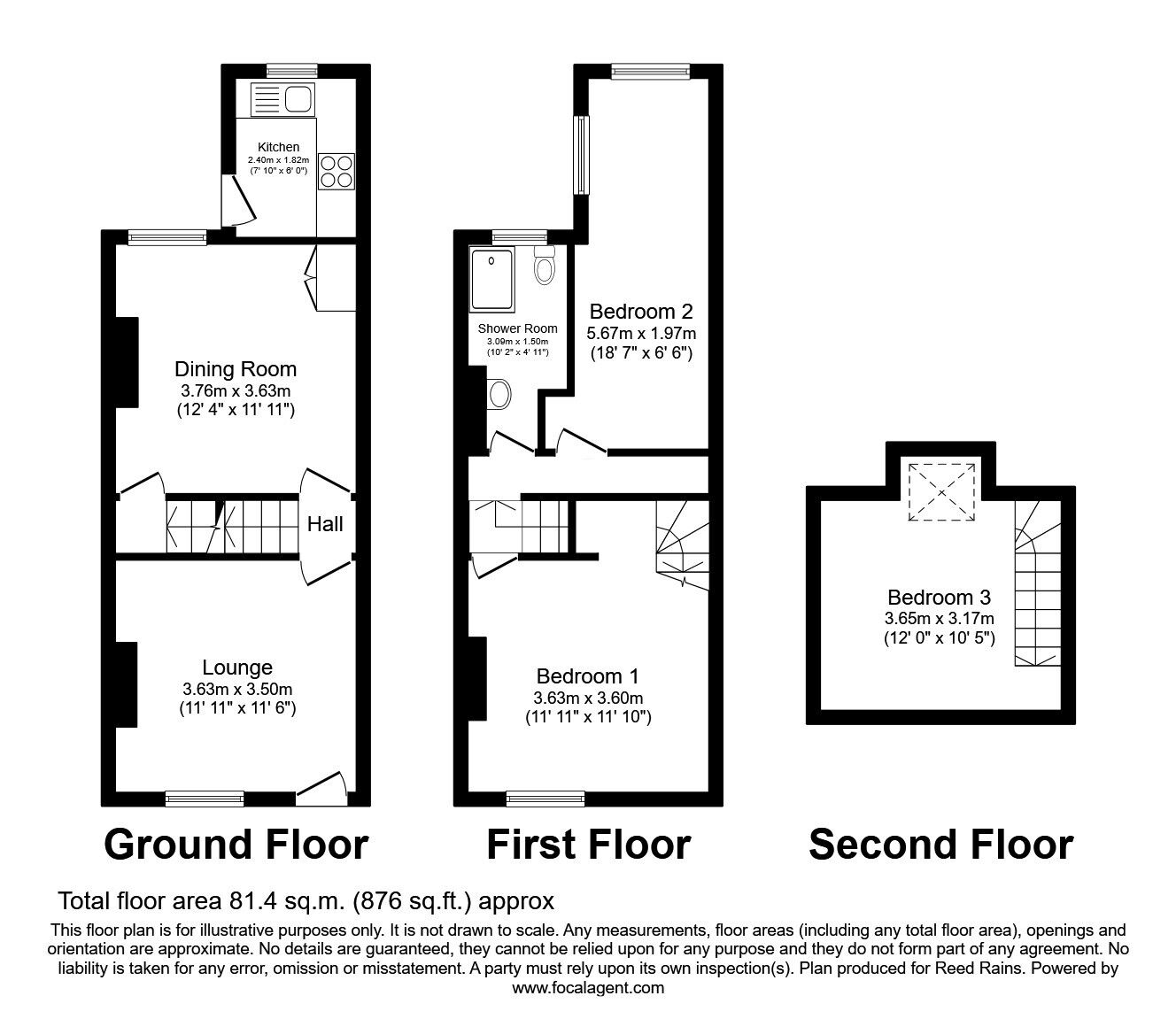 Floorplan of 3 bedroom Mid Terrace House for sale, Vere Road, Sheffield, South Yorkshire, S6
