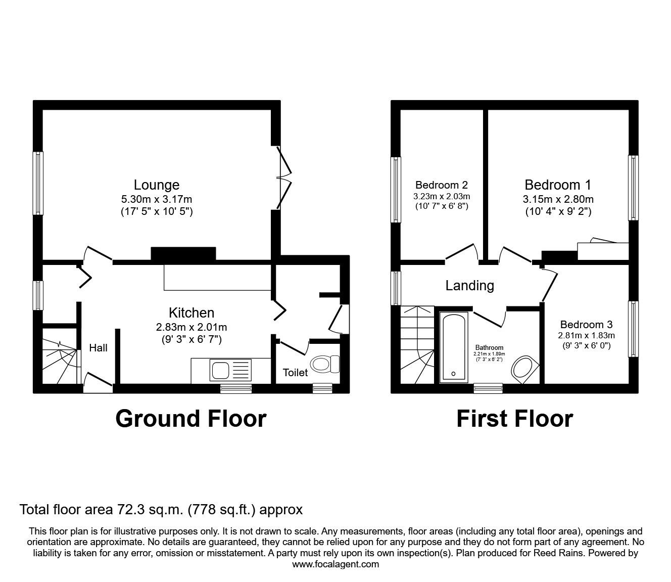 Floorplan of 3 bedroom Semi Detached House for sale, Pollard Crescent, Sheffield, South Yorkshire, S5