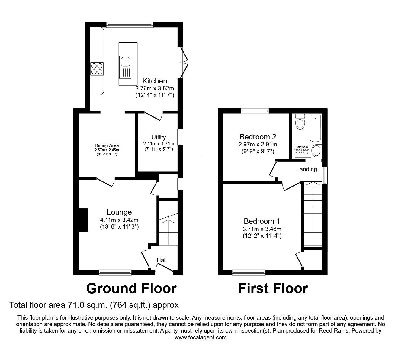 Floorplan of 2 bedroom Semi Detached House for sale, Palgrave Crescent, Sheffield, South Yorkshire, S5