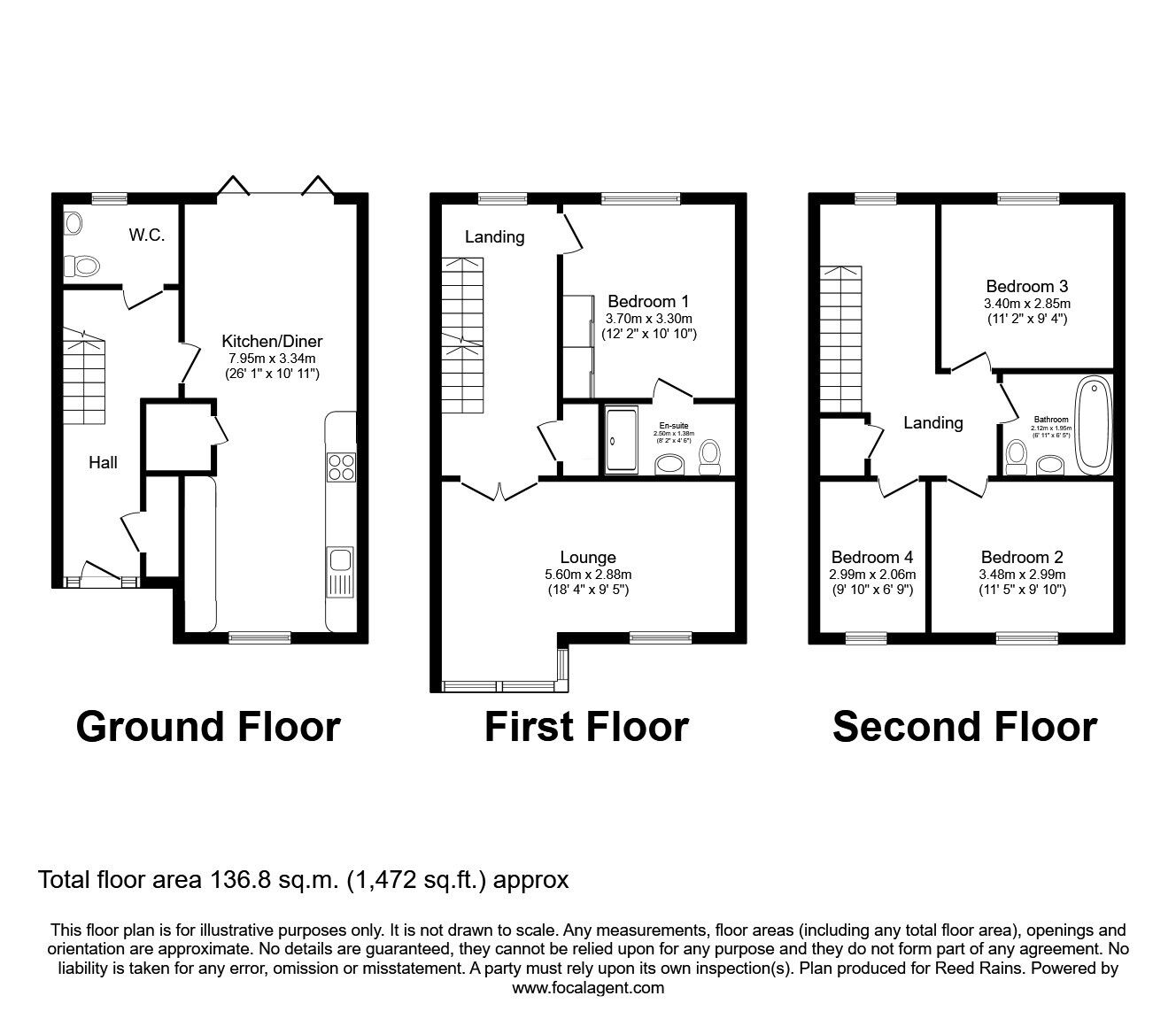 Floorplan of 4 bedroom Mid Terrace House for sale, Linnet Way, Stannington, South Yorkshire, S6