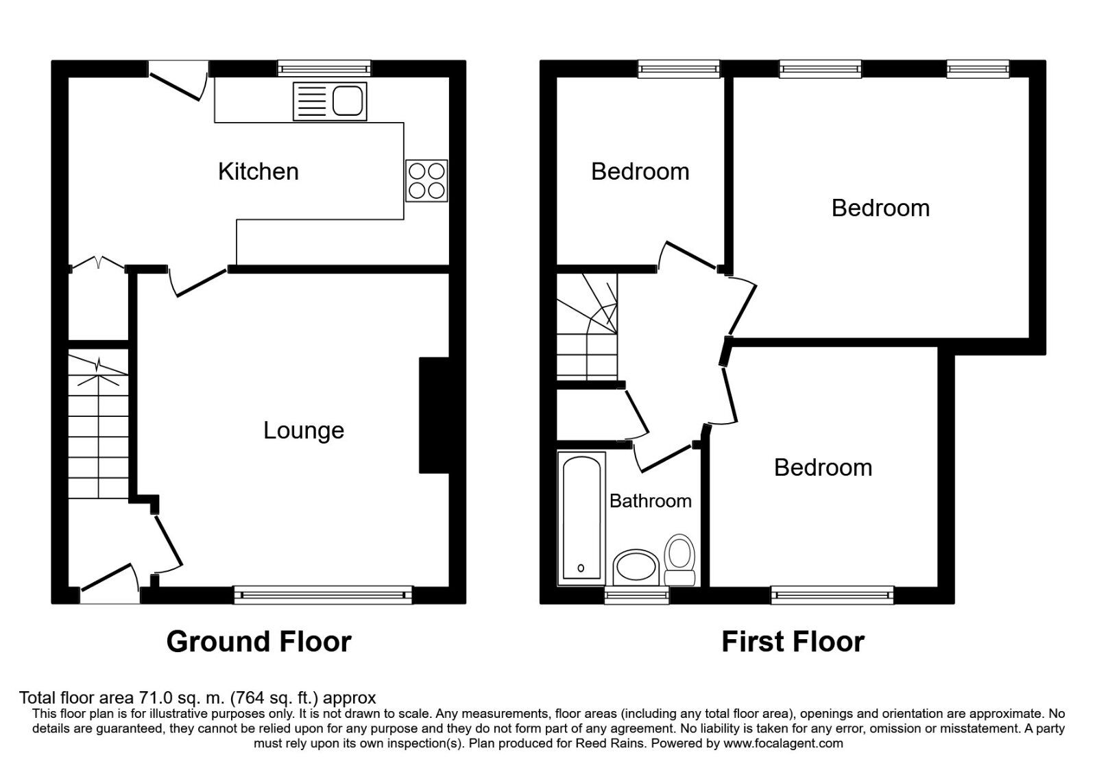 Floorplan of 3 bedroom Mid Terrace House to rent, Herries Road, Sheffield, South Yorkshire, S5