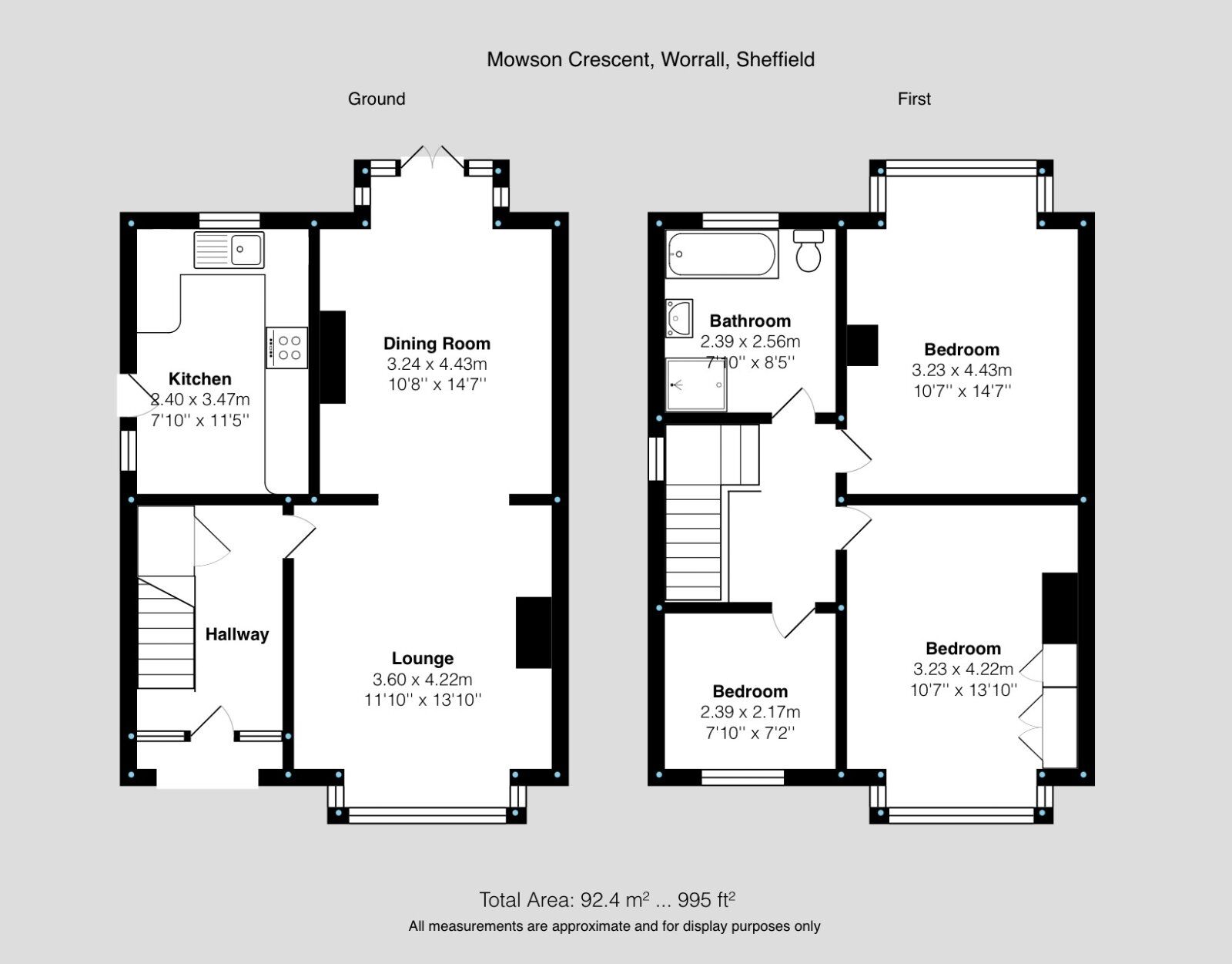 Floorplan of 3 bedroom Semi Detached House for sale, Mowson Crescent, Worrall, South Yorkshire, S35
