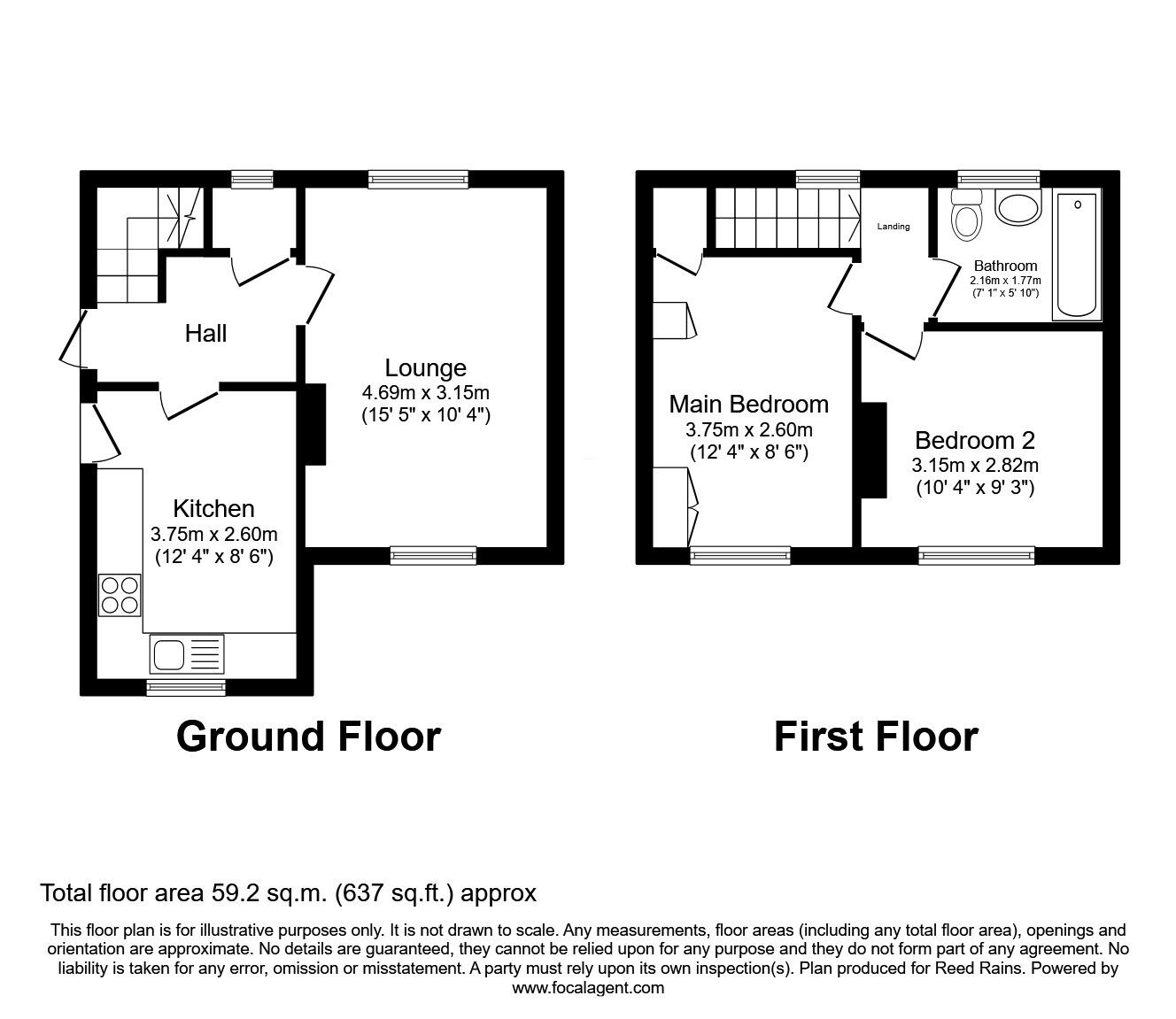 Floorplan of 2 bedroom Semi Detached House for sale, Masters Road, Sheffield, South Yorkshire, S5