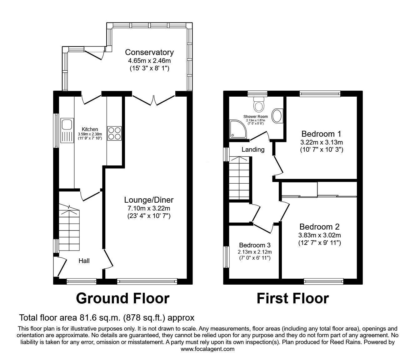 Floorplan of 3 bedroom Semi Detached House for sale, Studfield Hill, Sheffield, South Yorkshire, S6