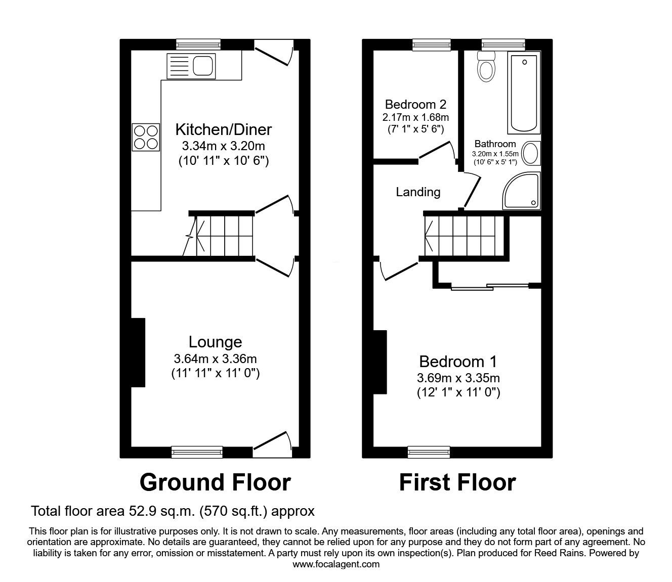 Floorplan of 2 bedroom Mid Terrace House for sale, Stannington Road, Sheffield, South Yorkshire, S6