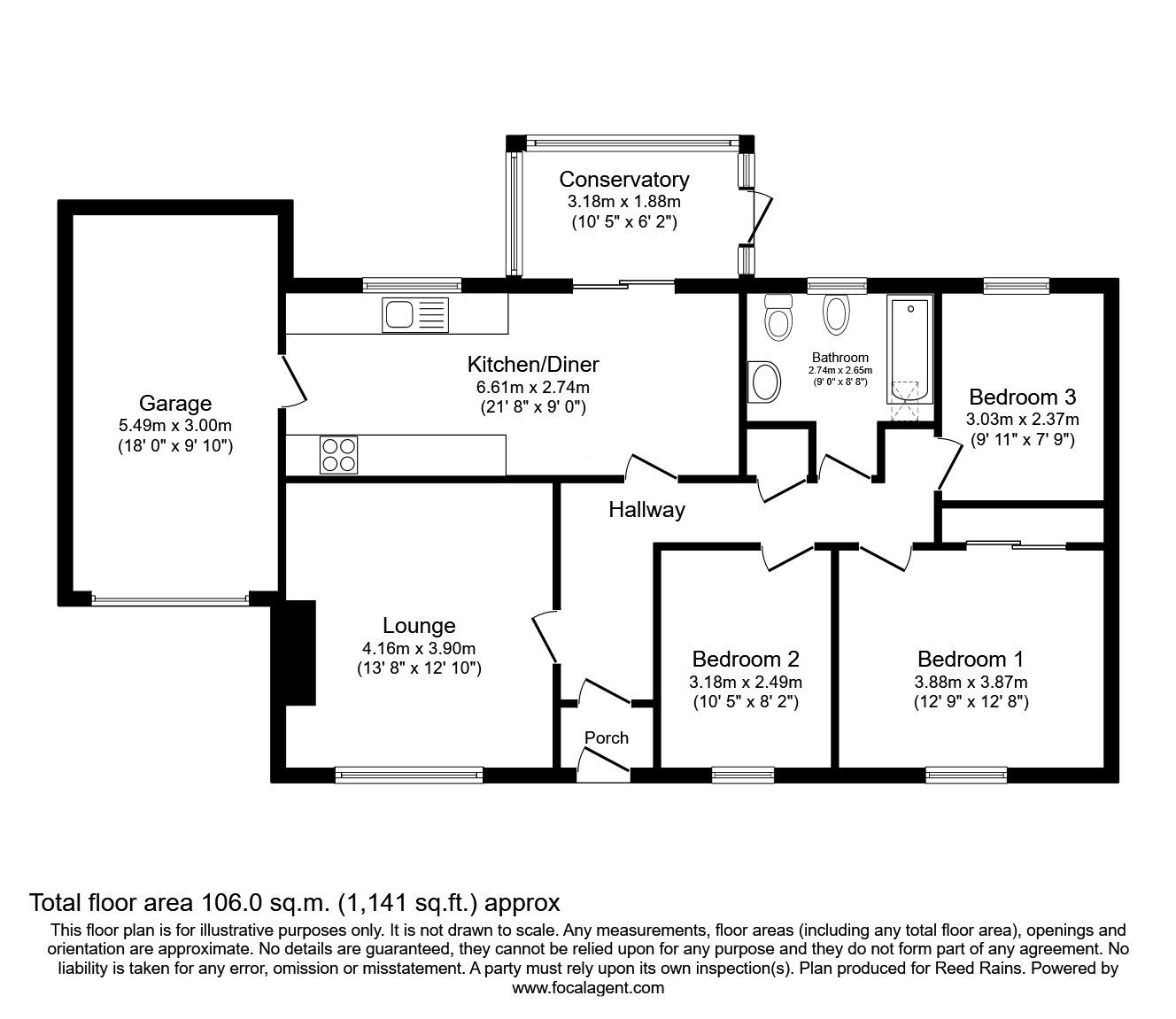 Floorplan of 3 bedroom Detached Bungalow for sale, Monckton Road, Sheffield, South Yorkshire, S5