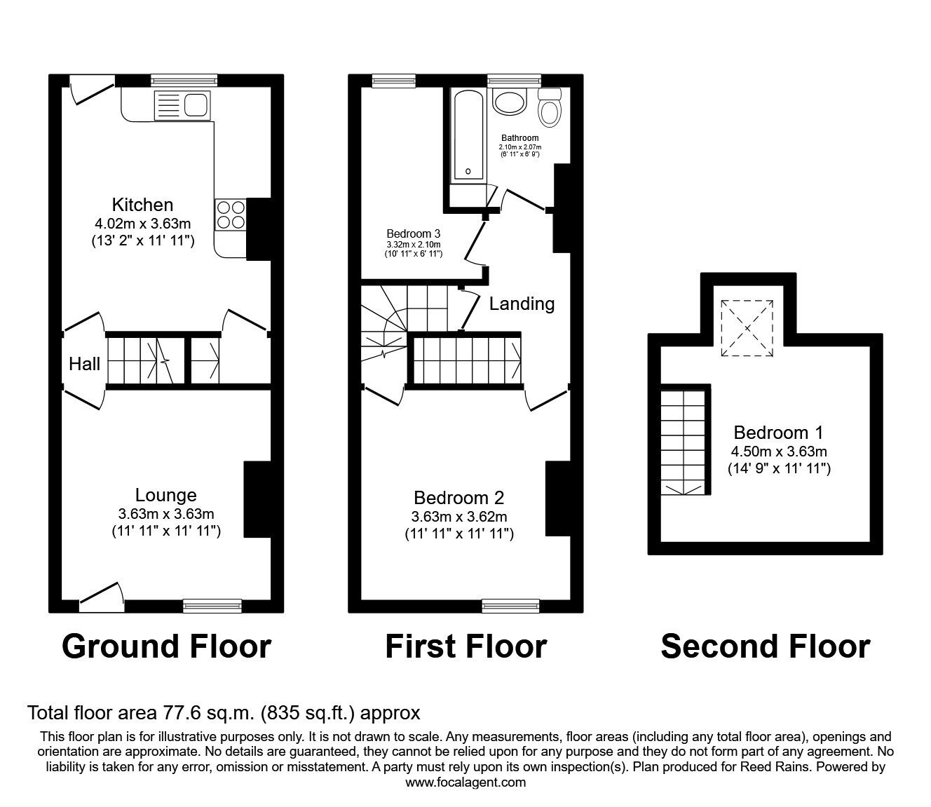 Floorplan of 3 bedroom Mid Terrace House for sale, Holme Lane, Sheffield, South Yorkshire, S6