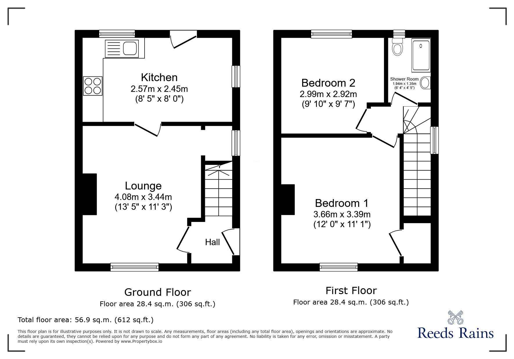 Floorplan of 2 bedroom Semi Detached House to rent, Deerlands Avenue, Sheffield, South Yorkshire, S5