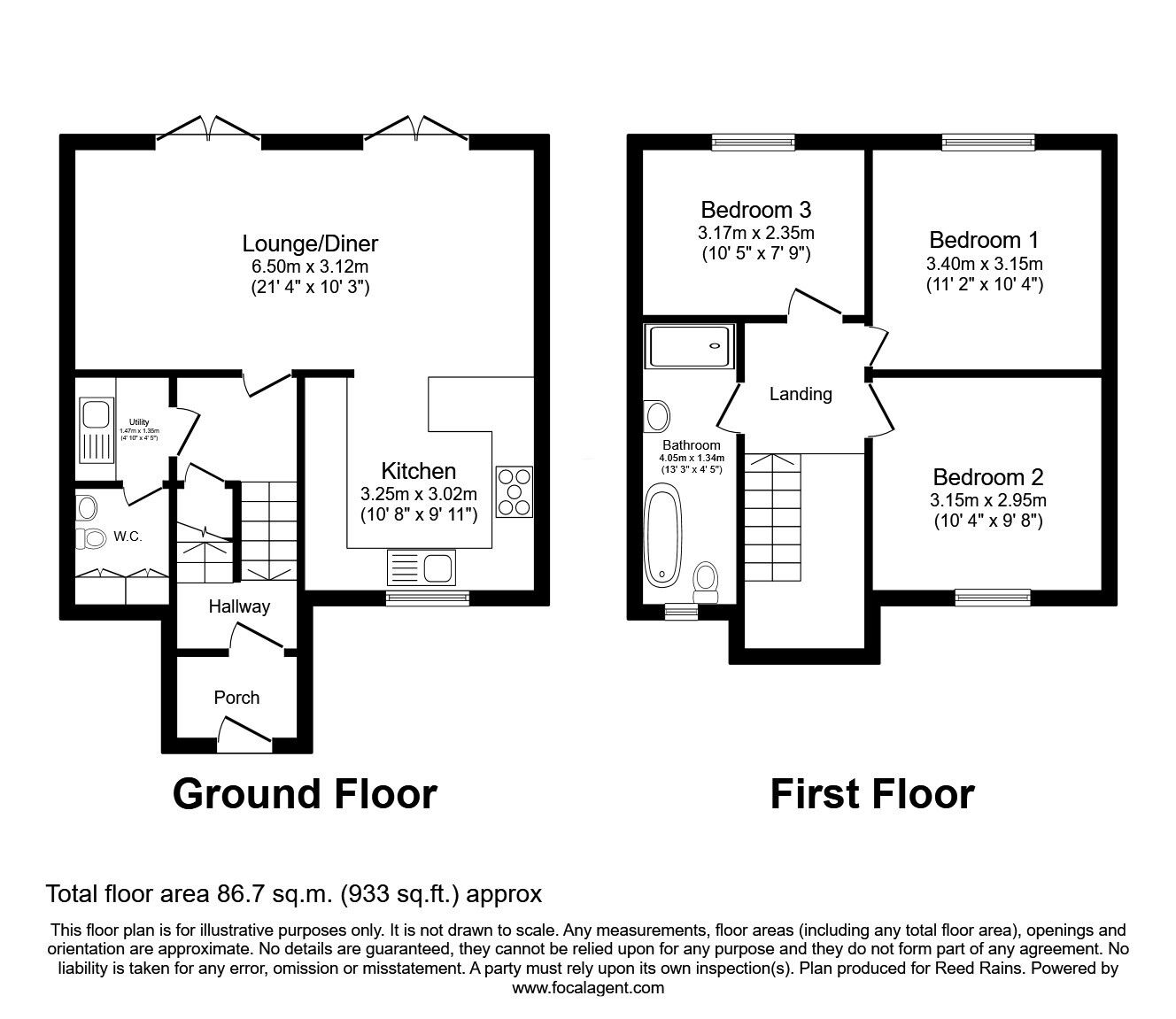 Floorplan of 3 bedroom End Terrace House for sale, Woodfarm Avenue, Sheffield, South Yorkshire, S6