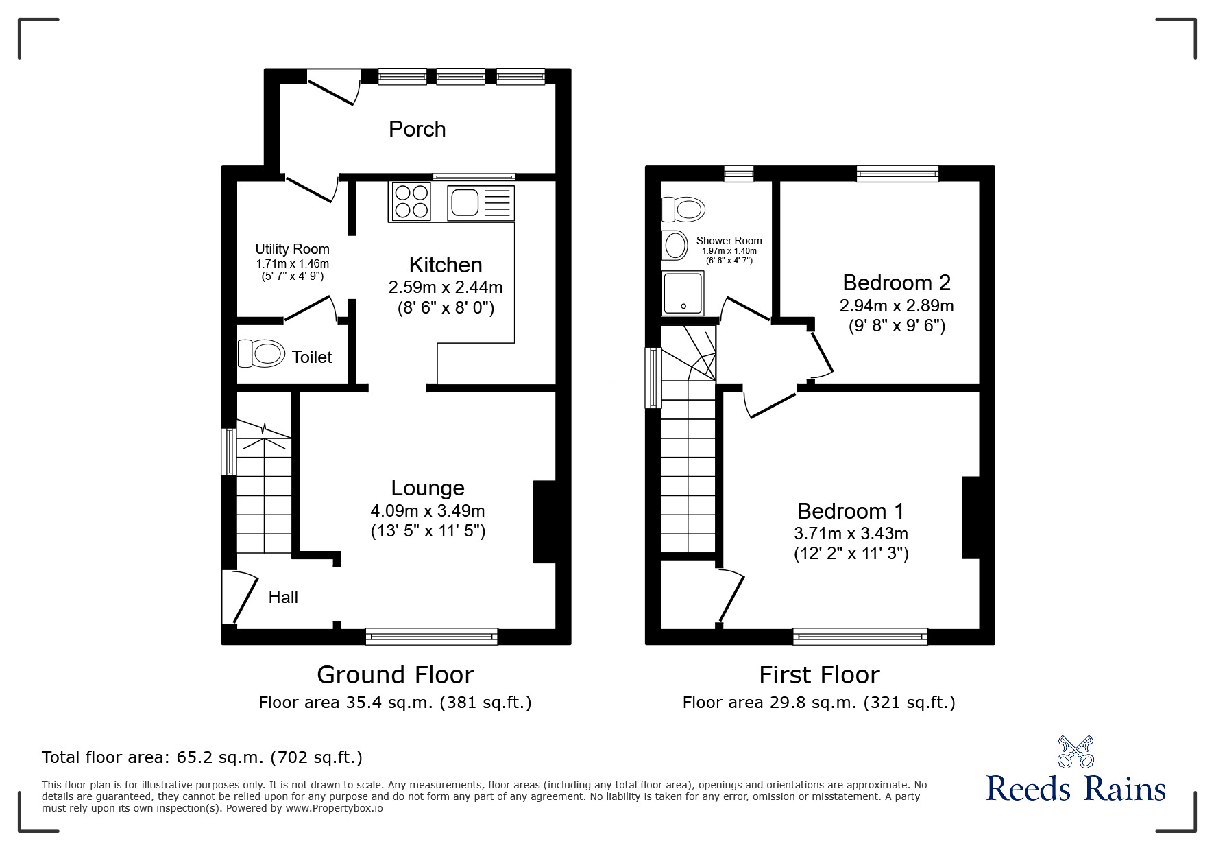 Floorplan of 2 bedroom End Terrace House for sale, Doe Royd Lane, Sheffield, South Yorkshire, S5