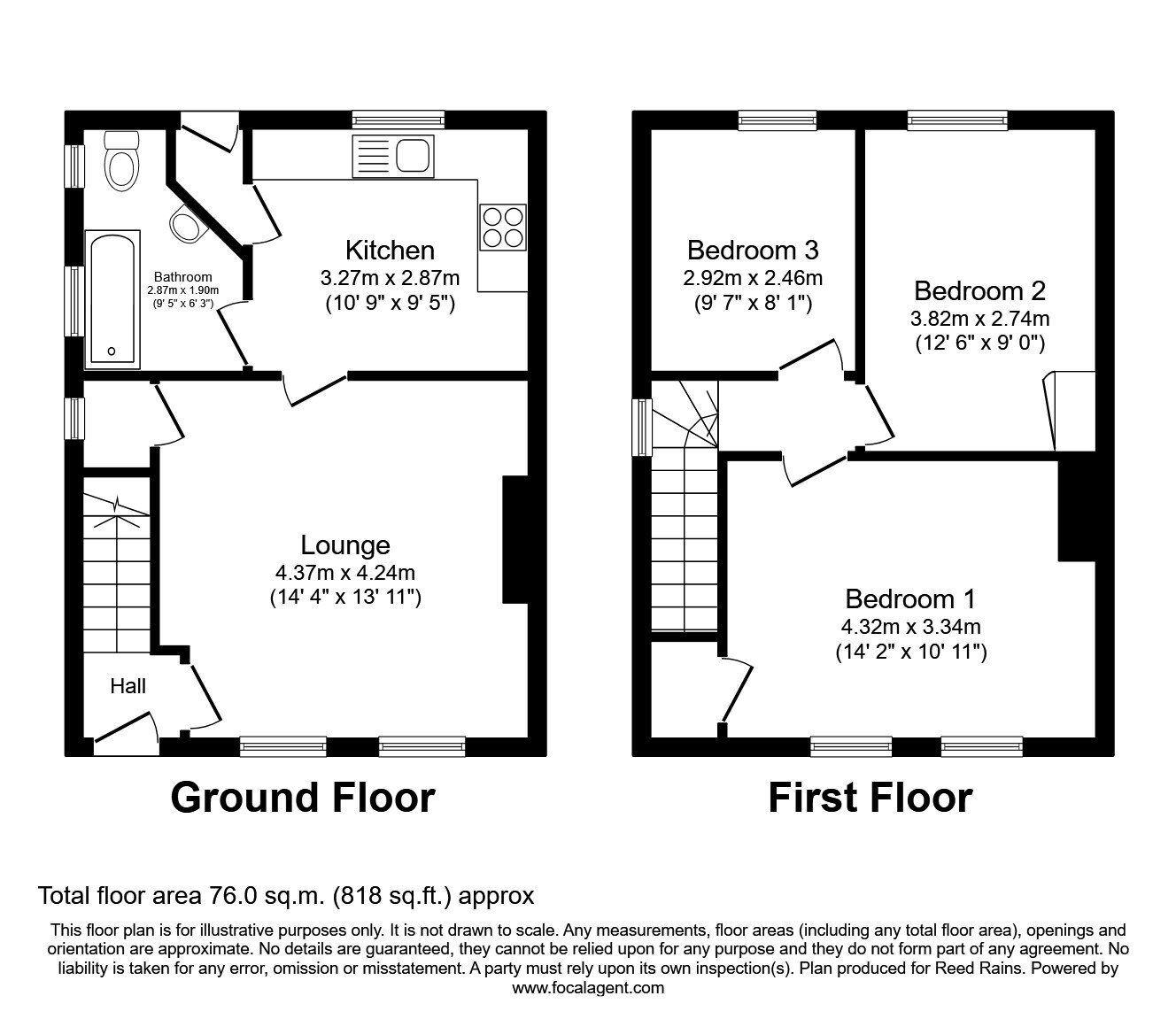Floorplan of 3 bedroom Semi Detached House to rent, Southey Drive, Sheffield, South Yorkshire, S5
