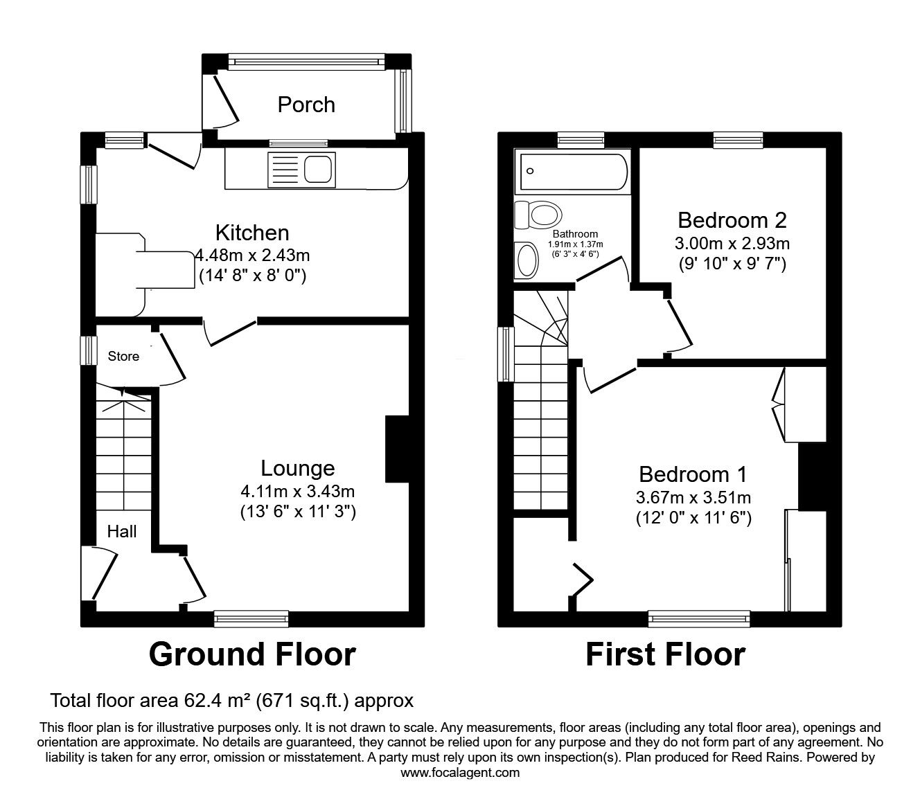 Floorplan of 2 bedroom End Terrace House to rent, Westnall Road, Sheffield, S5