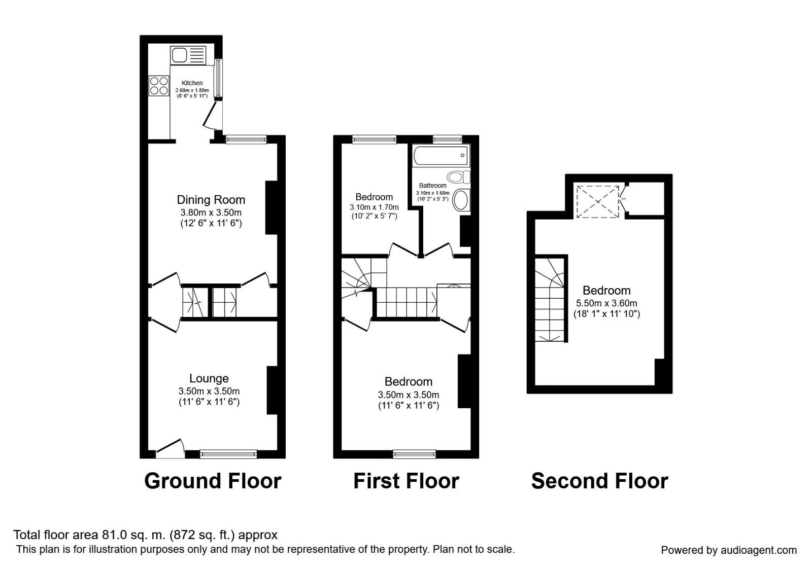 Floorplan of 3 bedroom Mid Terrace House for sale, Warwick Street, Sheffield, S10