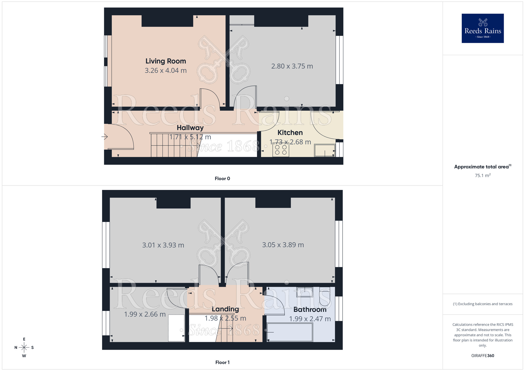 Floorplan of 3 bedroom Mid Terrace House to rent, Newland Avenue, Birkby, Huddersfield, HD2