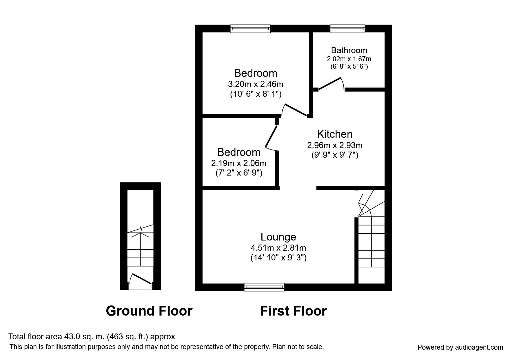Floorplan of 1 bedroom  Flat to rent, Halifax Old Road, Huddersfield, West Yorkshire, HD1