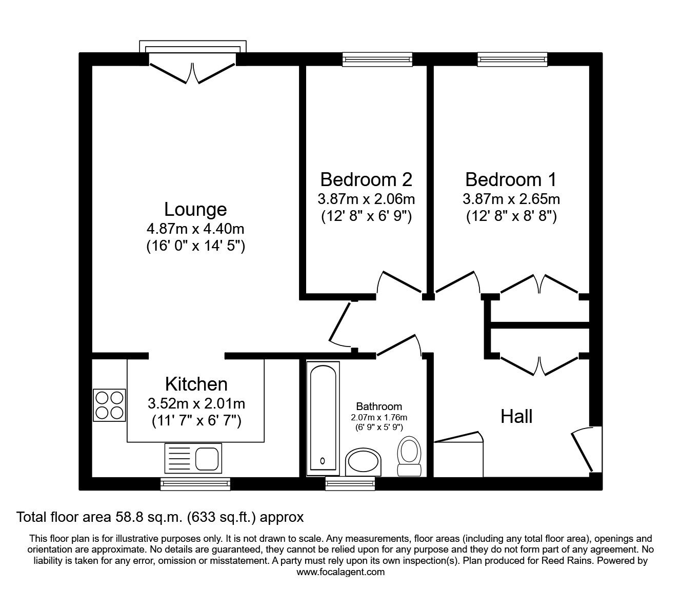 Floorplan of 2 bedroom  Flat to rent, Greenlea Court, Huddersfield, HD5