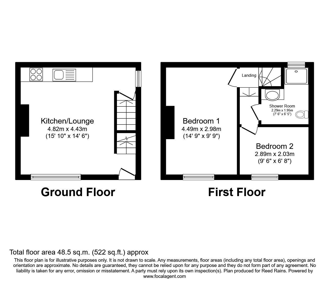 Floorplan of 2 bedroom Mid Terrace House to rent, Wellington Street, Huddersfield, West Yorkshire, HD3