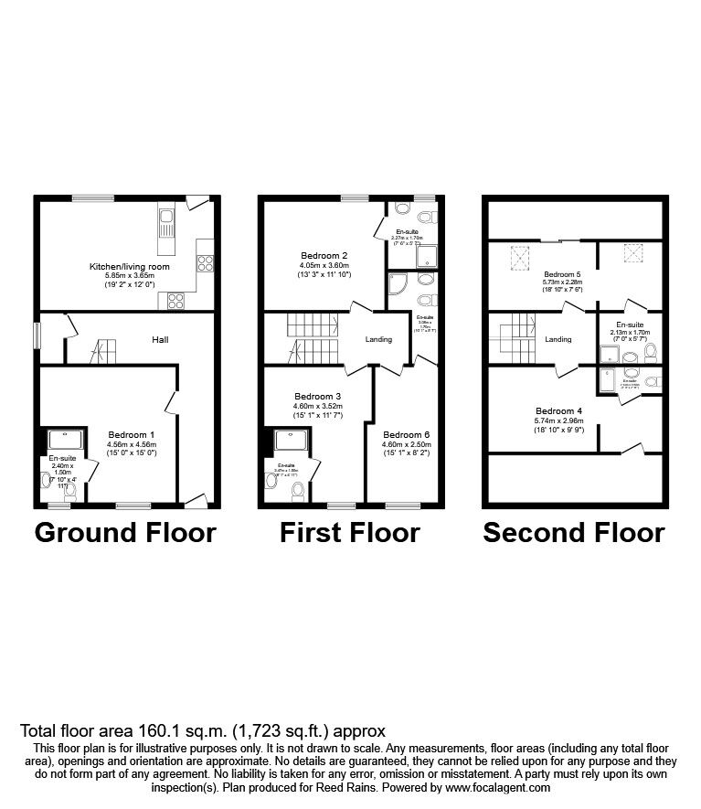 Floorplan of 6 bedroom Mid Terrace House to rent, Bath Street, Huddersfield, West Yorkshire, HD1