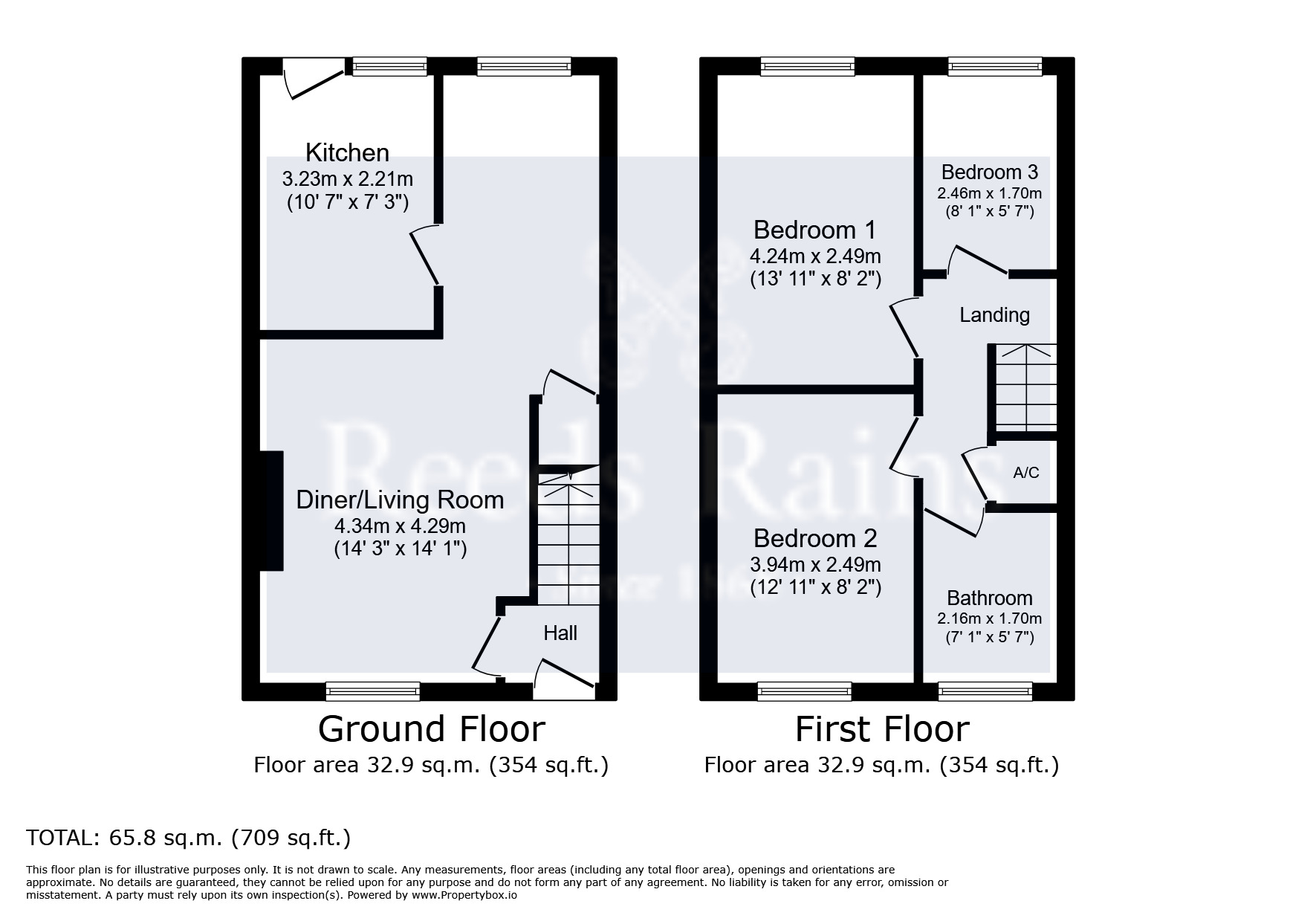 Floorplan of 3 bedroom Mid Terrace House for sale, Thanes Close, Birkby, Huddersfield, West Yorkshire, HD2