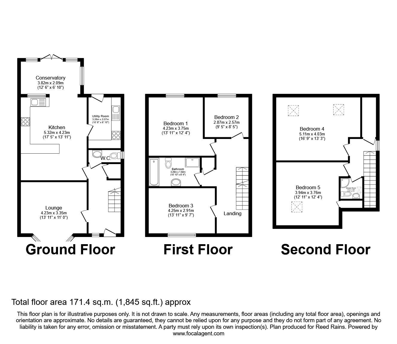 Floorplan of 5 bedroom Detached House to rent, Blackhouse Road, Huddersfield, West Yorkshire, HD2