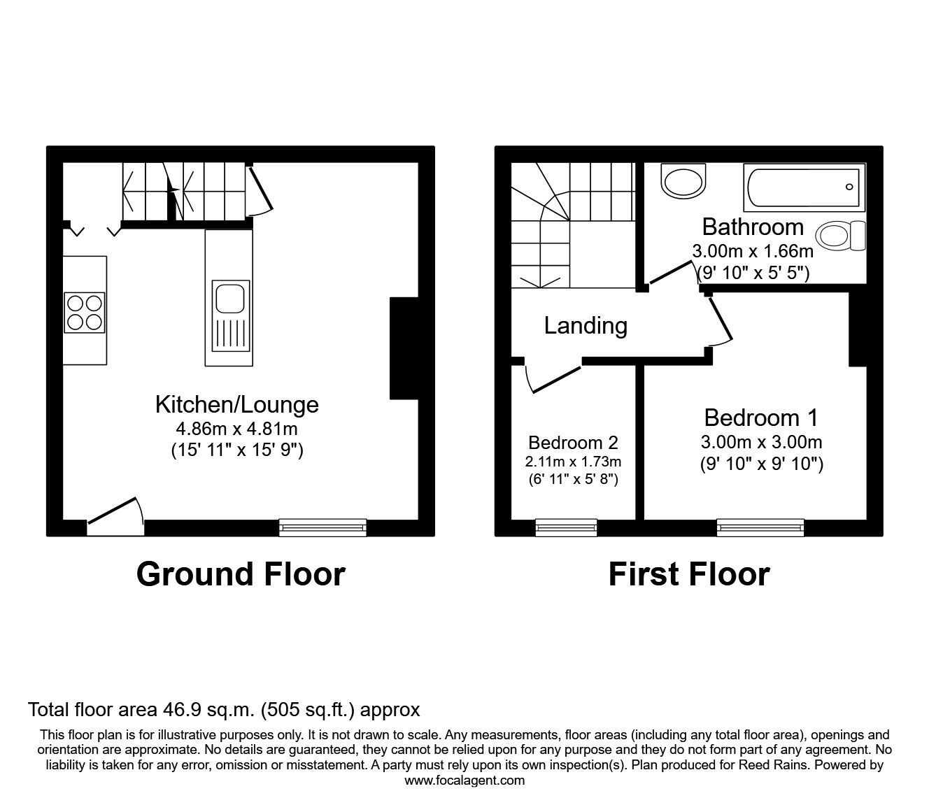 Floorplan of 2 bedroom End Terrace House to rent, Lea Head, Huddersfield, West Yorkshire, HD1