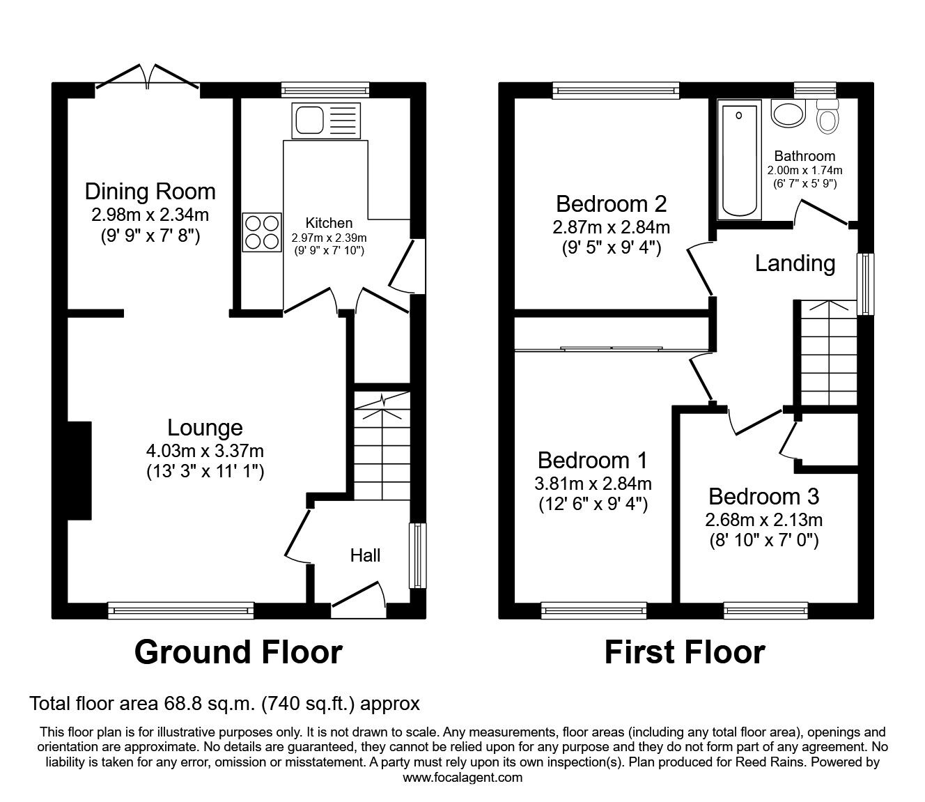 Floorplan of 3 bedroom Detached House to rent, Bent Lea, Huddersfield, West Yorkshire, HD2