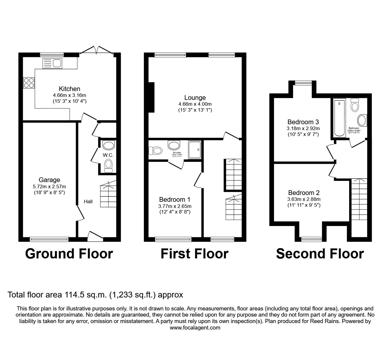 Floorplan of 3 bedroom Mid Terrace House to rent, Honey Hall Ing, Huddersfield, West Yorkshire, HD2