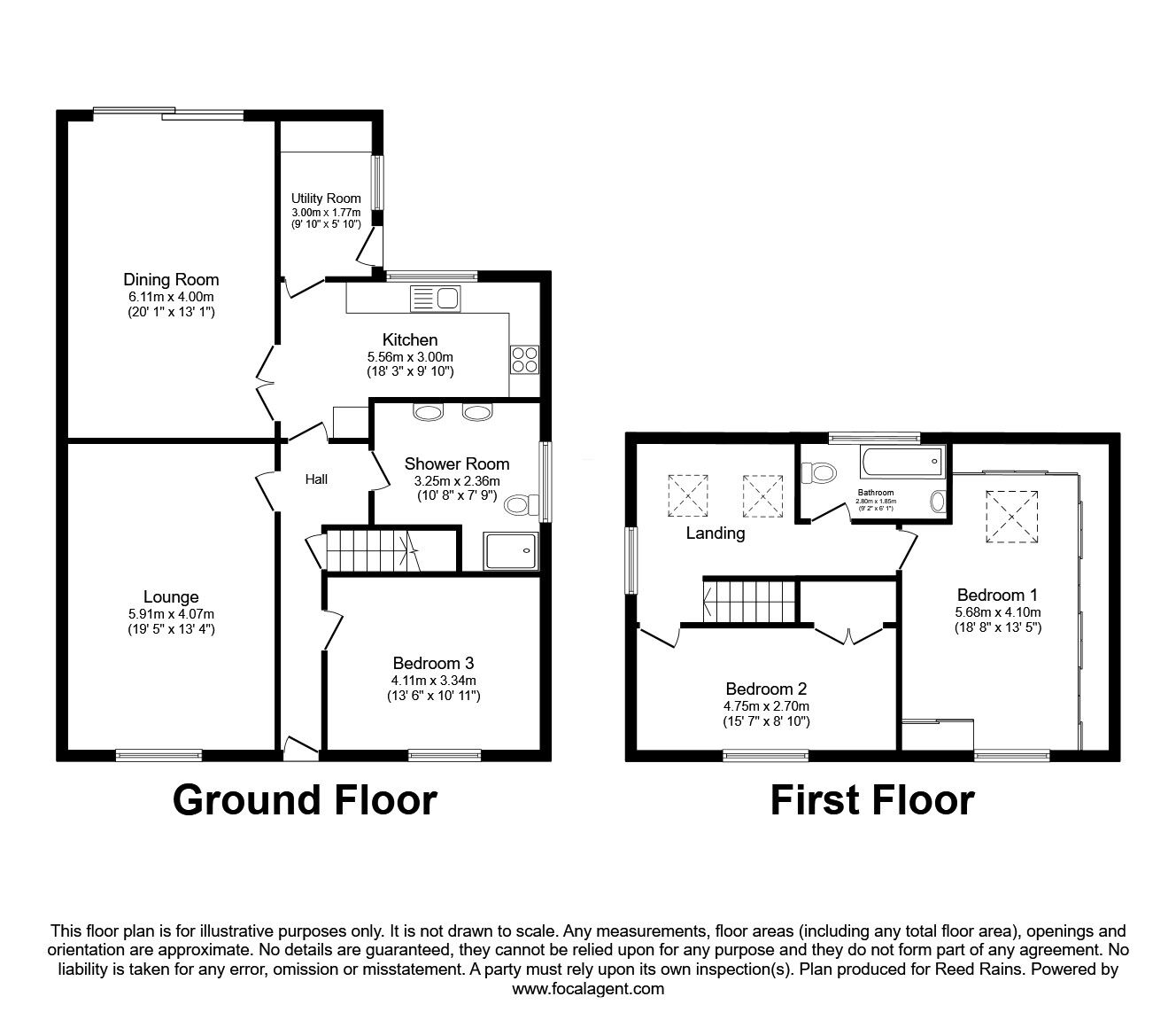Floorplan of 3 bedroom Detached House for sale, Spa Wood Top, Newsome, Huddersfield, West Yorkshire, HD4