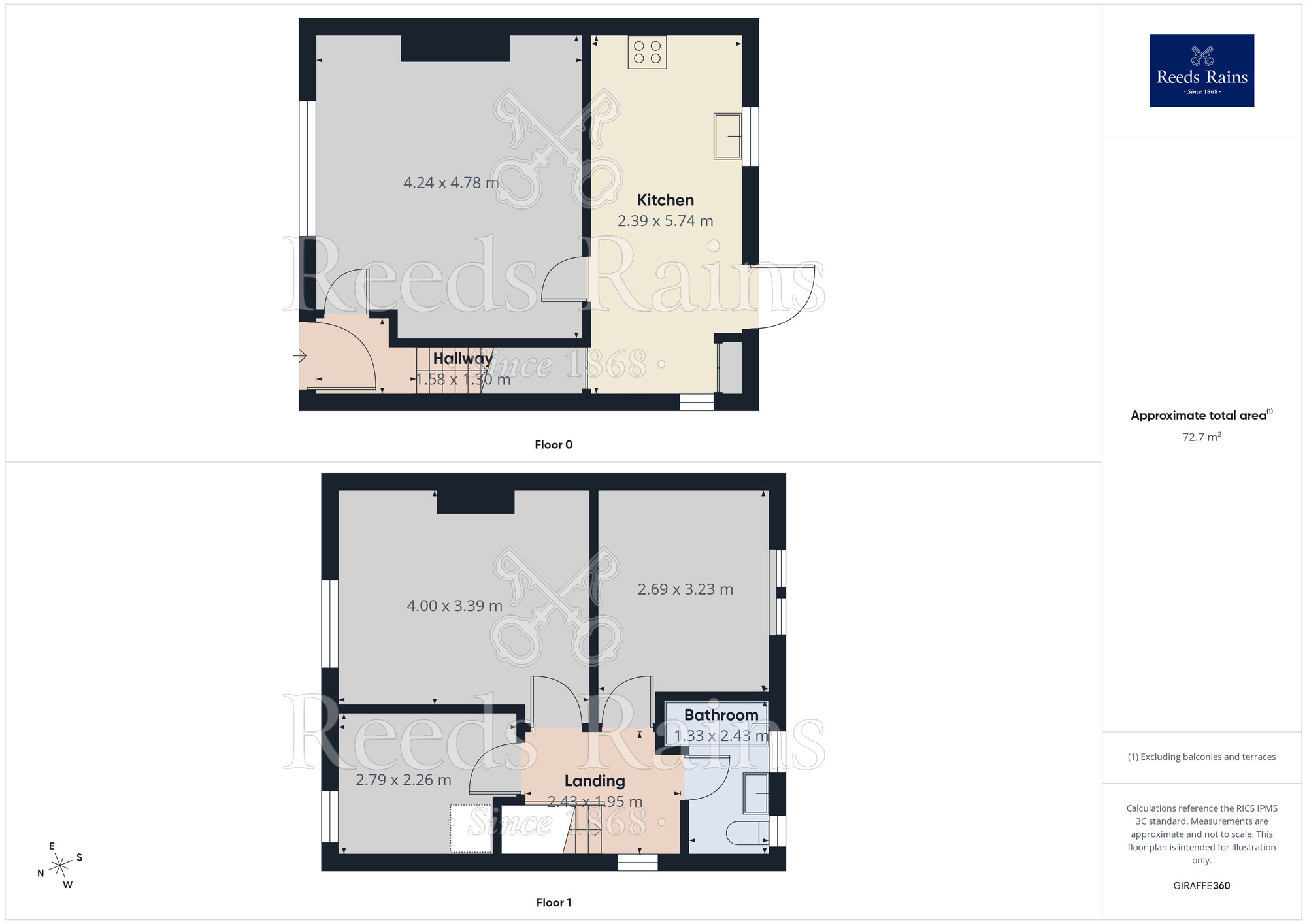 Floorplan of 3 bedroom End Terrace House to rent, Hollin Terrace, Huddersfield, West Yorkshire, HD3