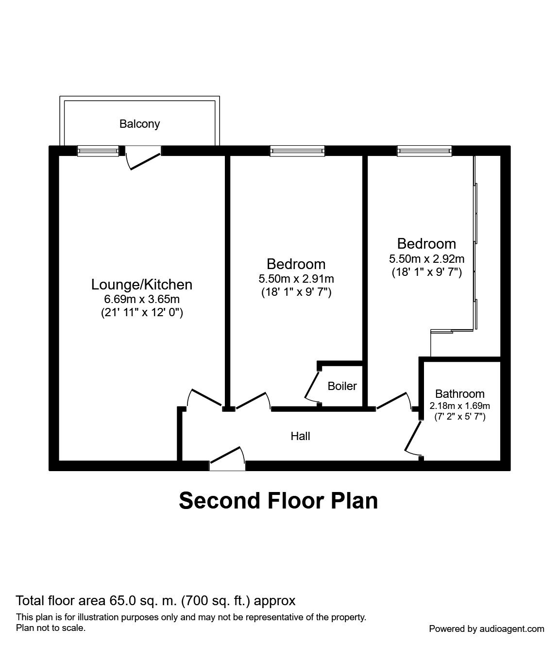 Floorplan of 2 bedroom  Flat for sale, Church Street, Moldgreen, West Yorkshire, HD5