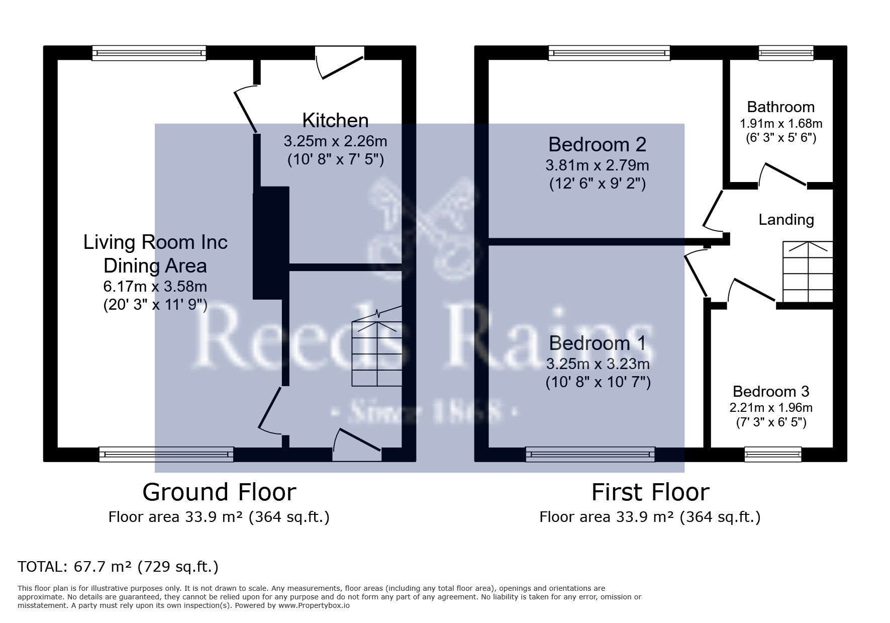 Floorplan of 3 bedroom Semi Detached House for sale, Deyne Road, Netherton, Huddersfield, West Yorkshire, HD4