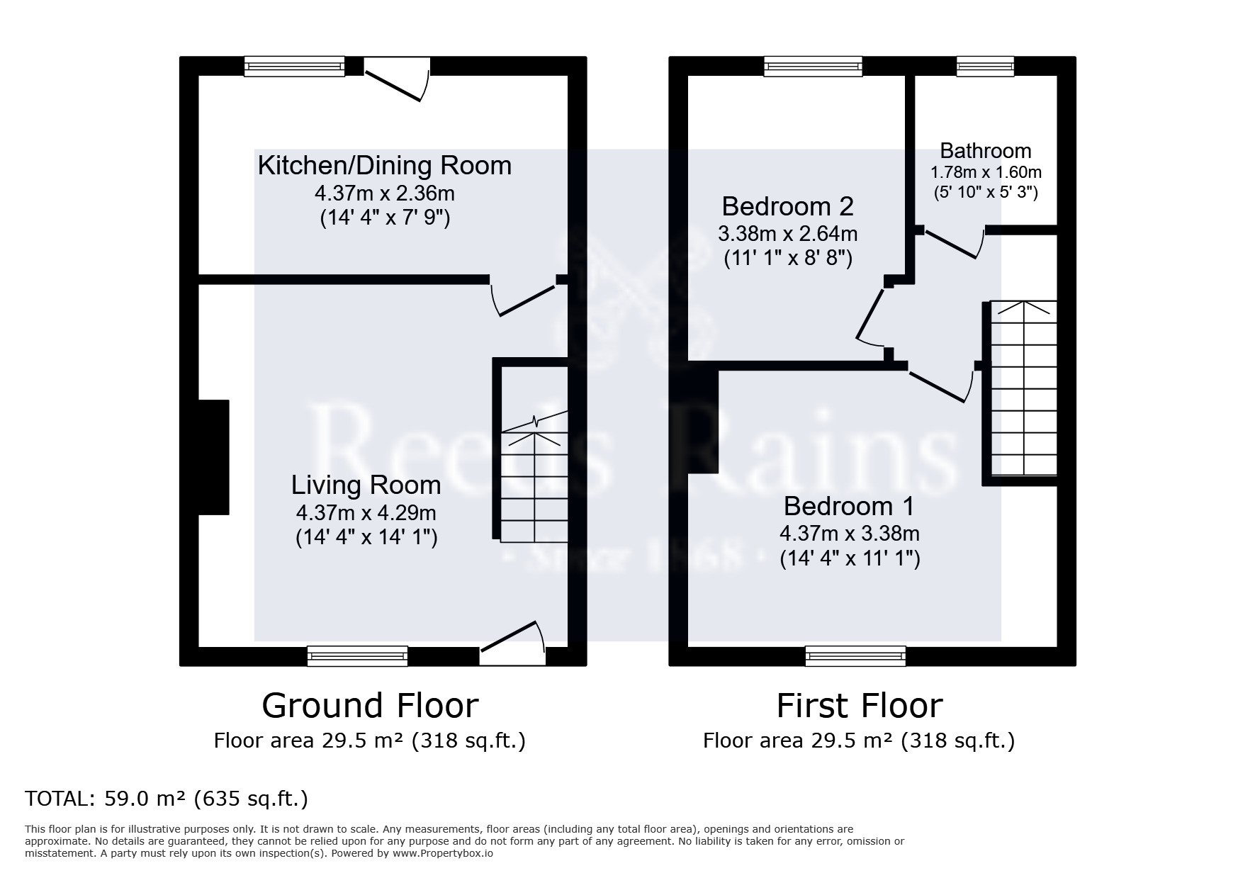 Floorplan of 2 bedroom Mid Terrace House for sale, Caldercliffe Road, Berry Brow, Huddersfield, West Yorkshire, HD4