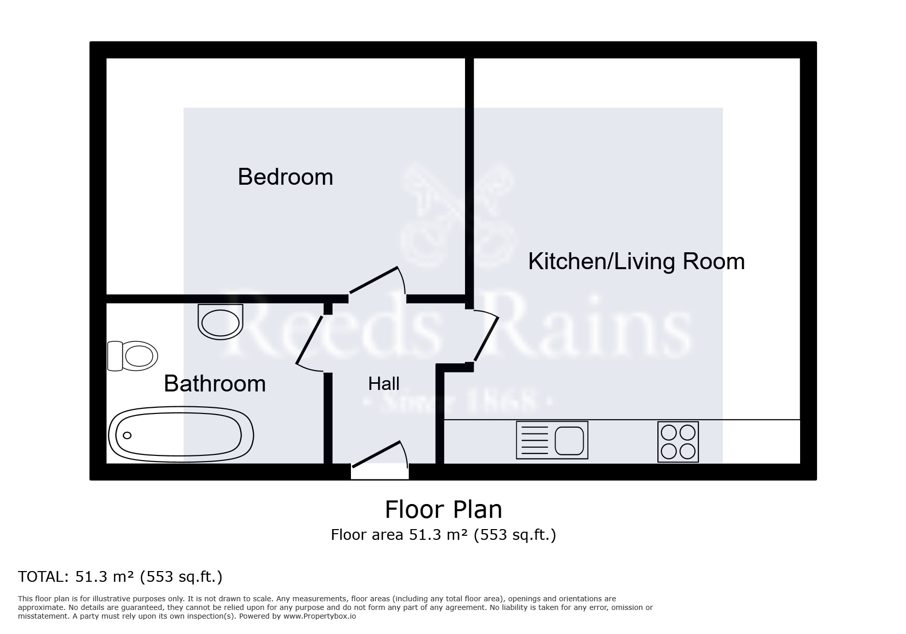 Floorplan of 1 bedroom  Flat to rent, Cloth Hall Street, Huddersfield, West Yorkshire, HD1