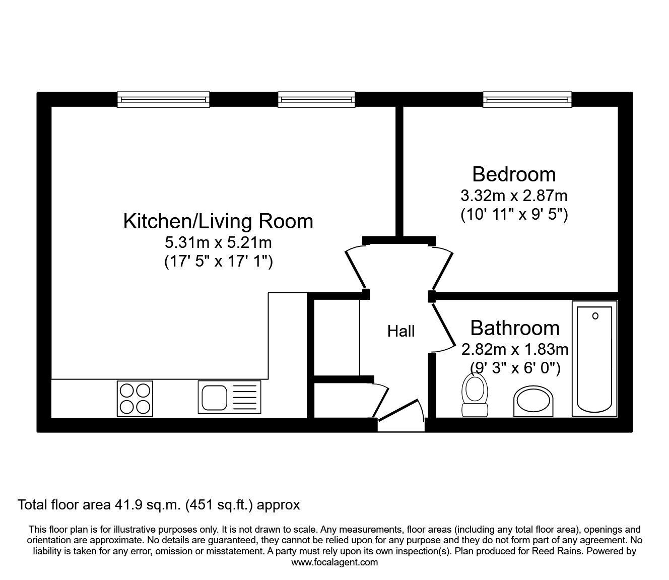 Floorplan of 1 bedroom  Flat to rent, Firth Street, Huddersfield, West Yorkshire, HD1