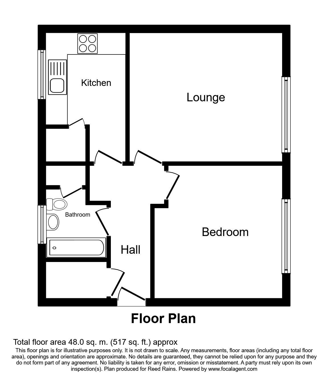 Floorplan of 1 bedroom  Flat for sale, Fernside Close, Almondbury, Huddersfield, West Yorkshire, HD5