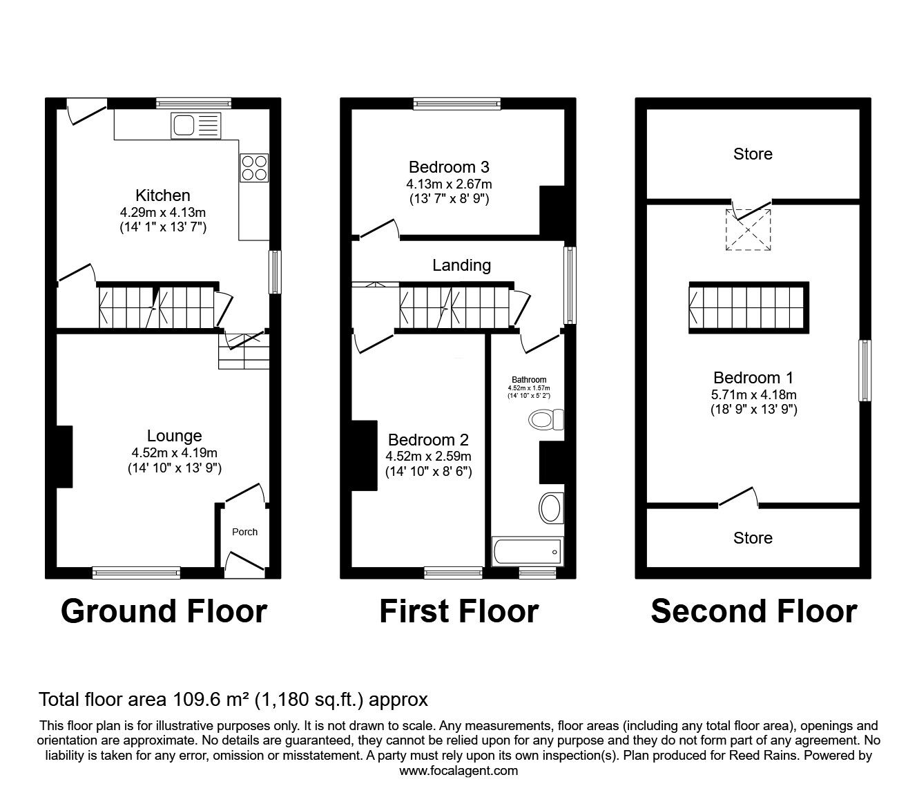 Floorplan of 3 bedroom End Terrace House for sale, Bradford Road, Brighouse, West Yorkshire, HD6