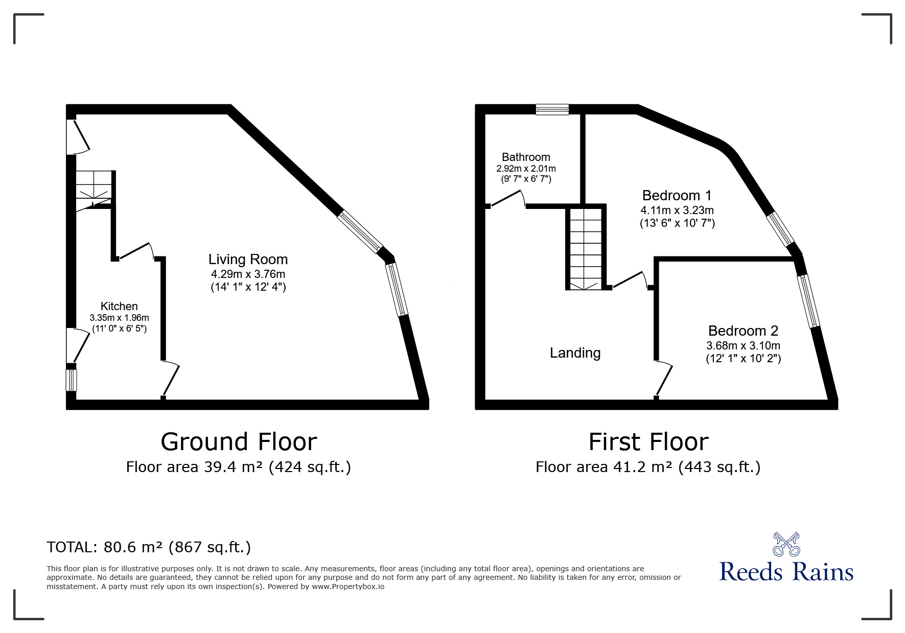 Floorplan of 2 bedroom End Terrace House for sale, Cecil Street, Springwood, Huddersfield, West Yorkshire, HD1