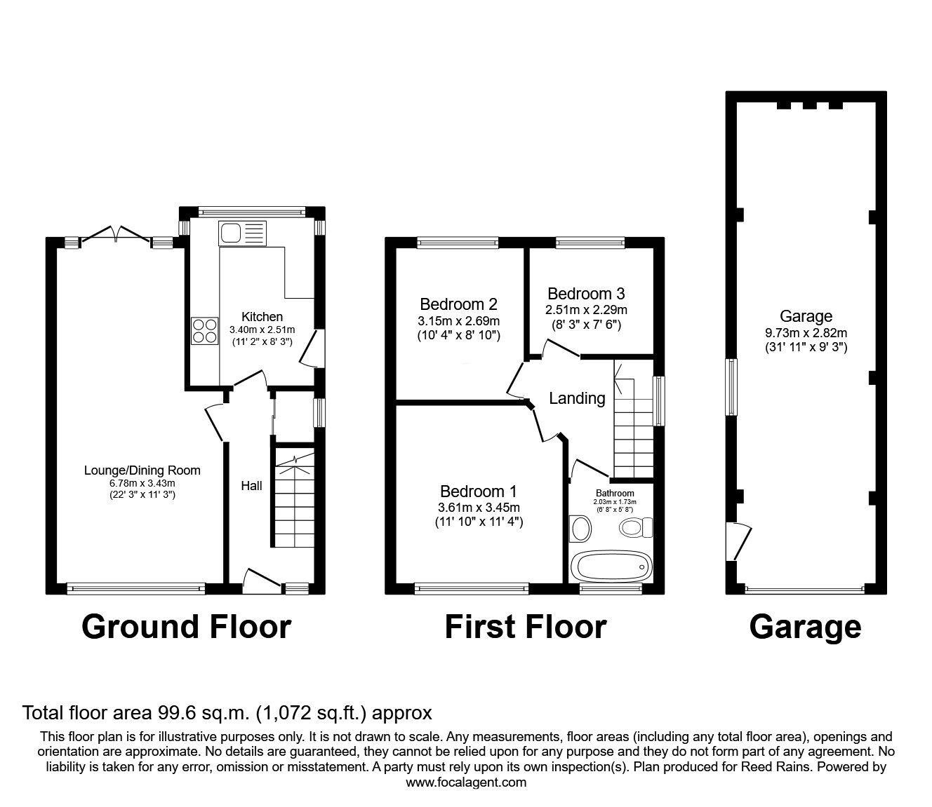Floorplan of 3 bedroom Semi Detached House for sale, Danebury Road, Brighouse, West Yorkshire, HD6