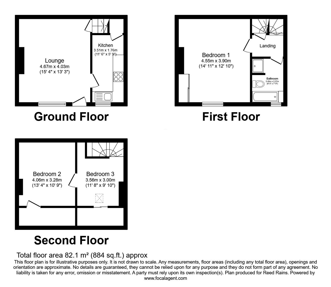 Floorplan of 2 bedroom Mid Terrace House for sale, Grasscroft Road, Marsh, Huddersfield, West Yorkshire, HD1