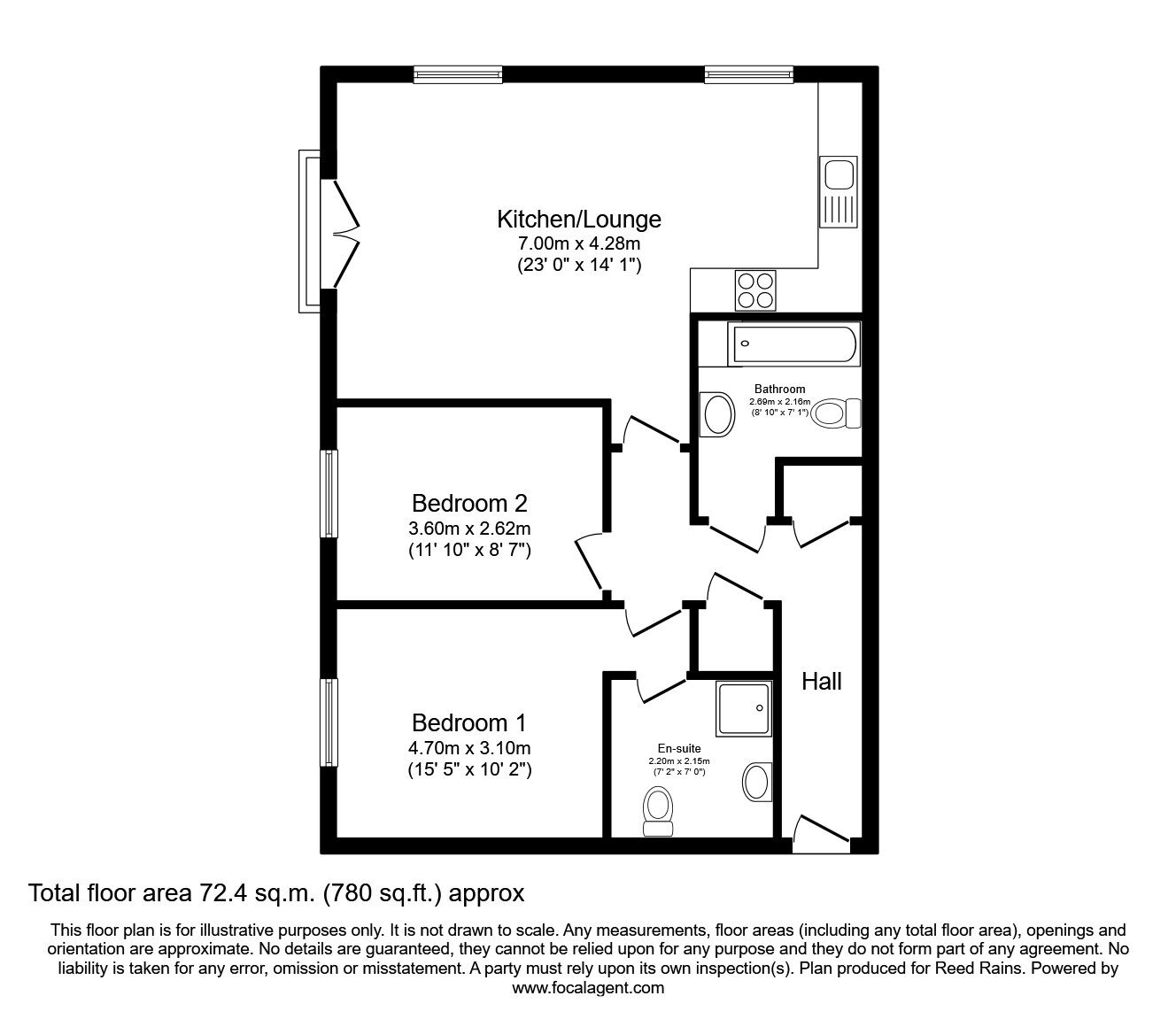 Floorplan of 2 bedroom  Flat for sale, Winding Rise, Bailiff Bridge, West Yorkshire, HD6
