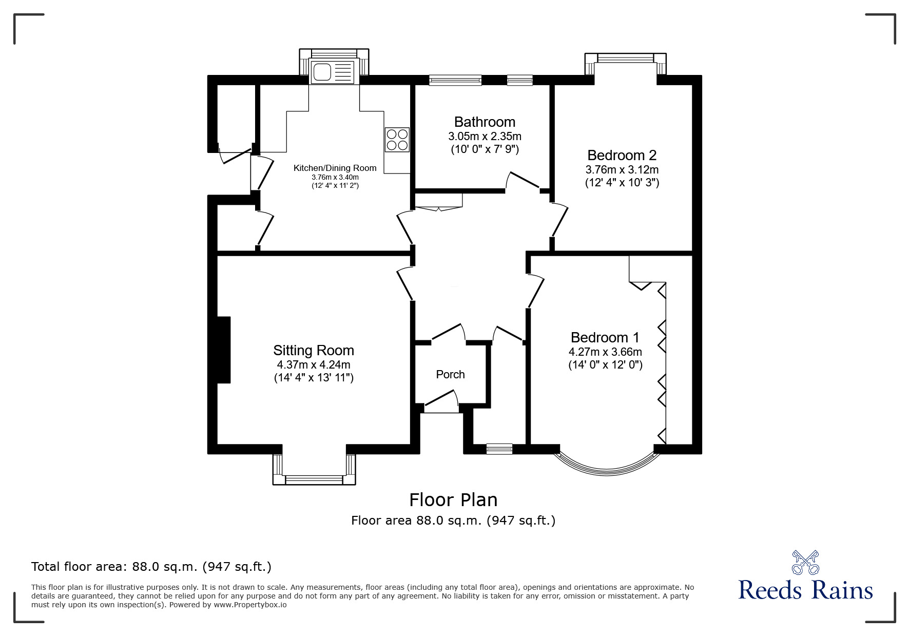 Floorplan of 2 bedroom Detached Bungalow to rent, Thornhill Avenue, Huddersfield, West Yorkshire, HD3