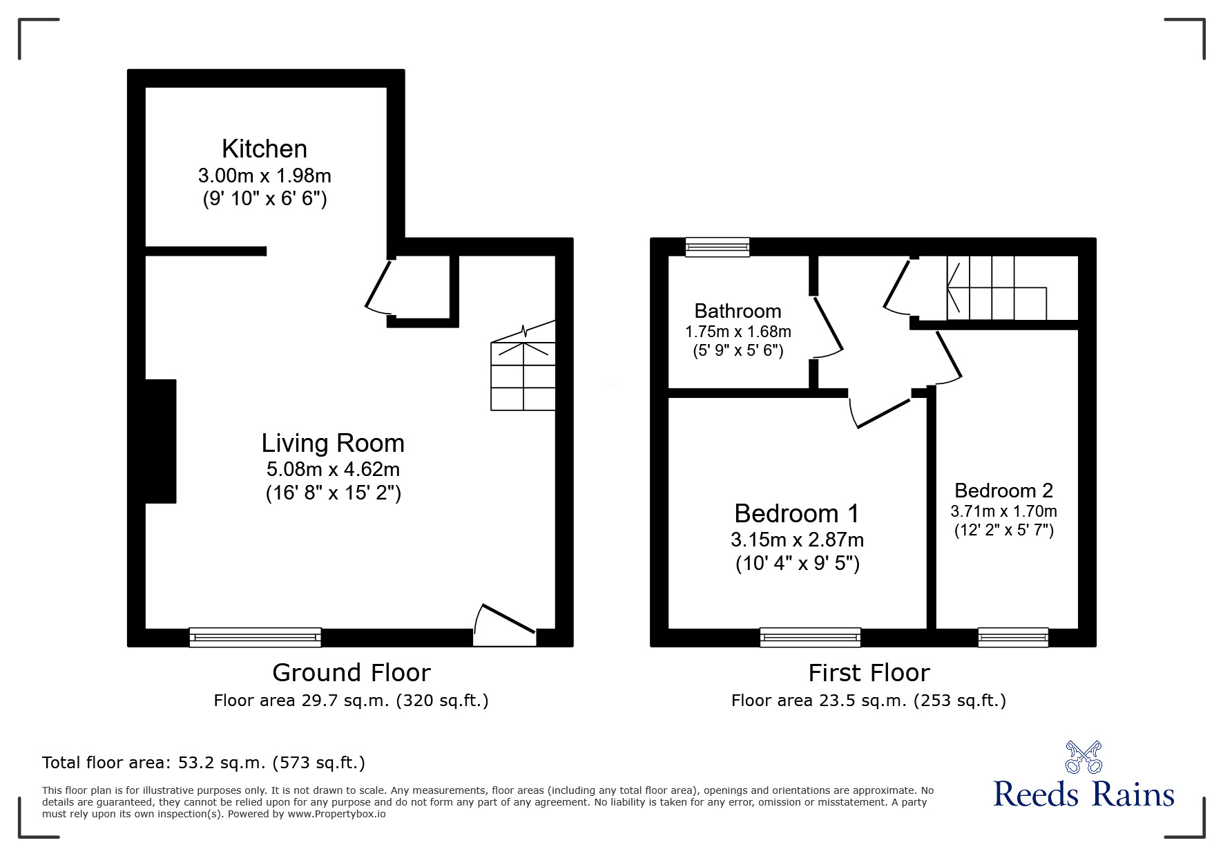 Floorplan of 2 bedroom Mid Terrace House for sale, Brighouse Wood Row, Brighouse, West Yorkshire, HD6